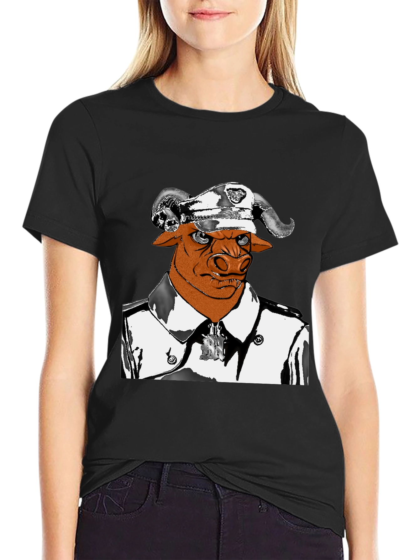 Bull Officer Graphic Tee - Unique Design!