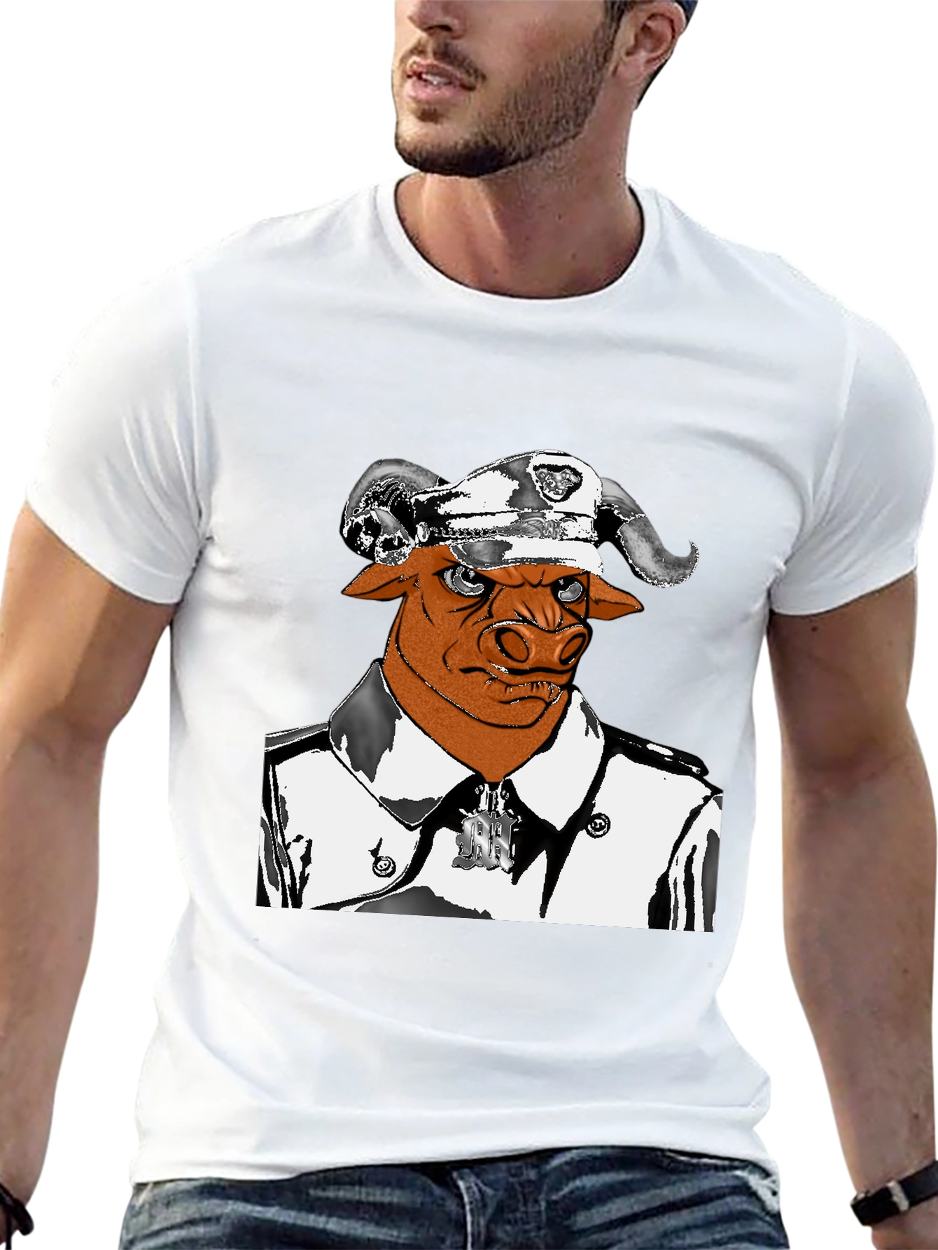 Bull Officer Graphic Tee - Unique Design!