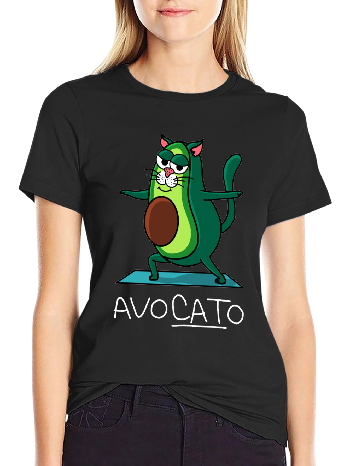 Avocato T-Shirt: Avocado Cat Yoga Tee