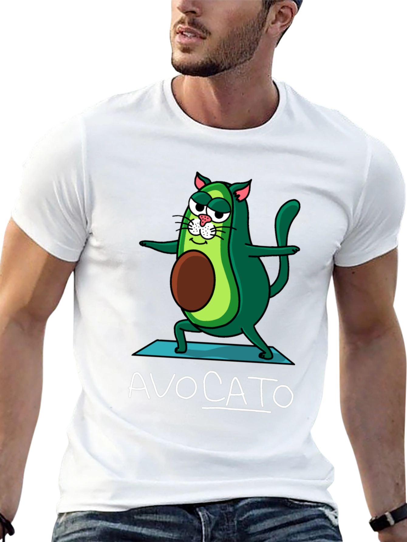 Avocato T-Shirt: Avocado Cat Yoga Tee