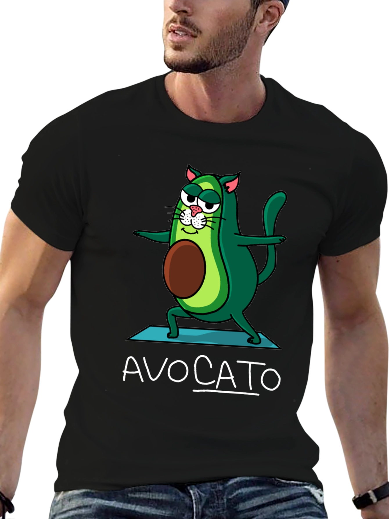 Avocato T-Shirt: Avocado Cat Yoga Tee