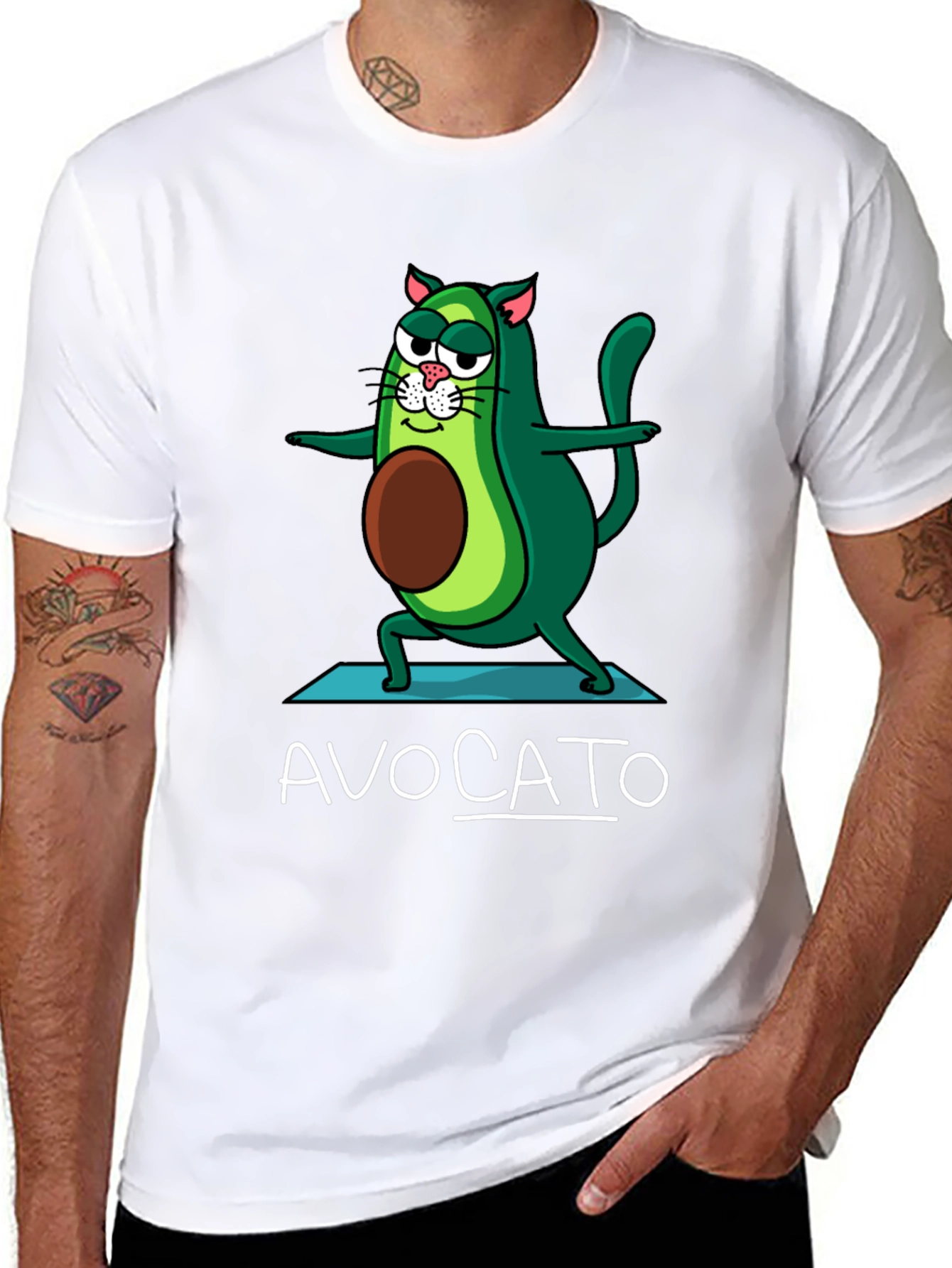 Avocato T-Shirt: Avocado Cat Yoga Tee