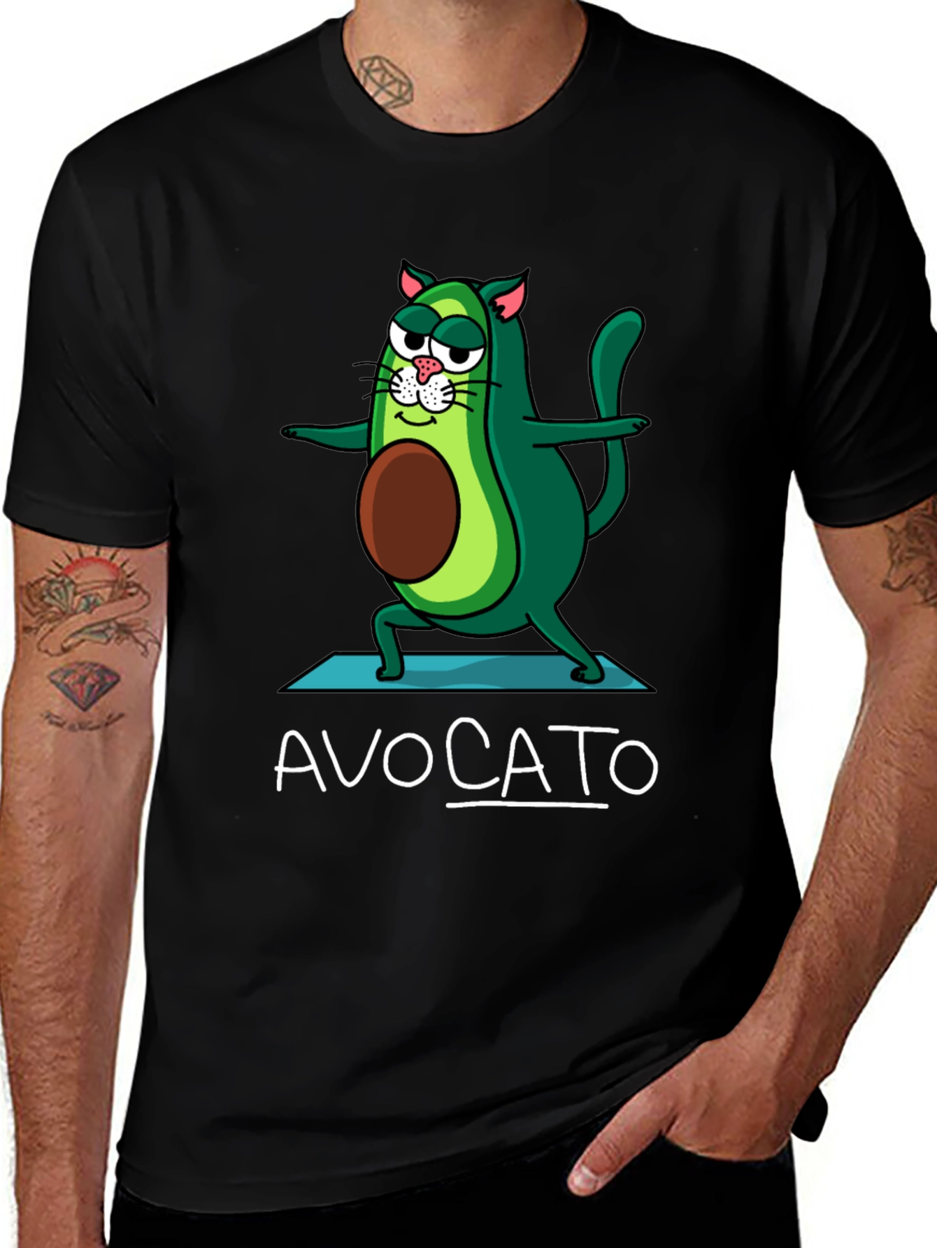 Avocato T-Shirt: Avocado Cat Yoga Tee