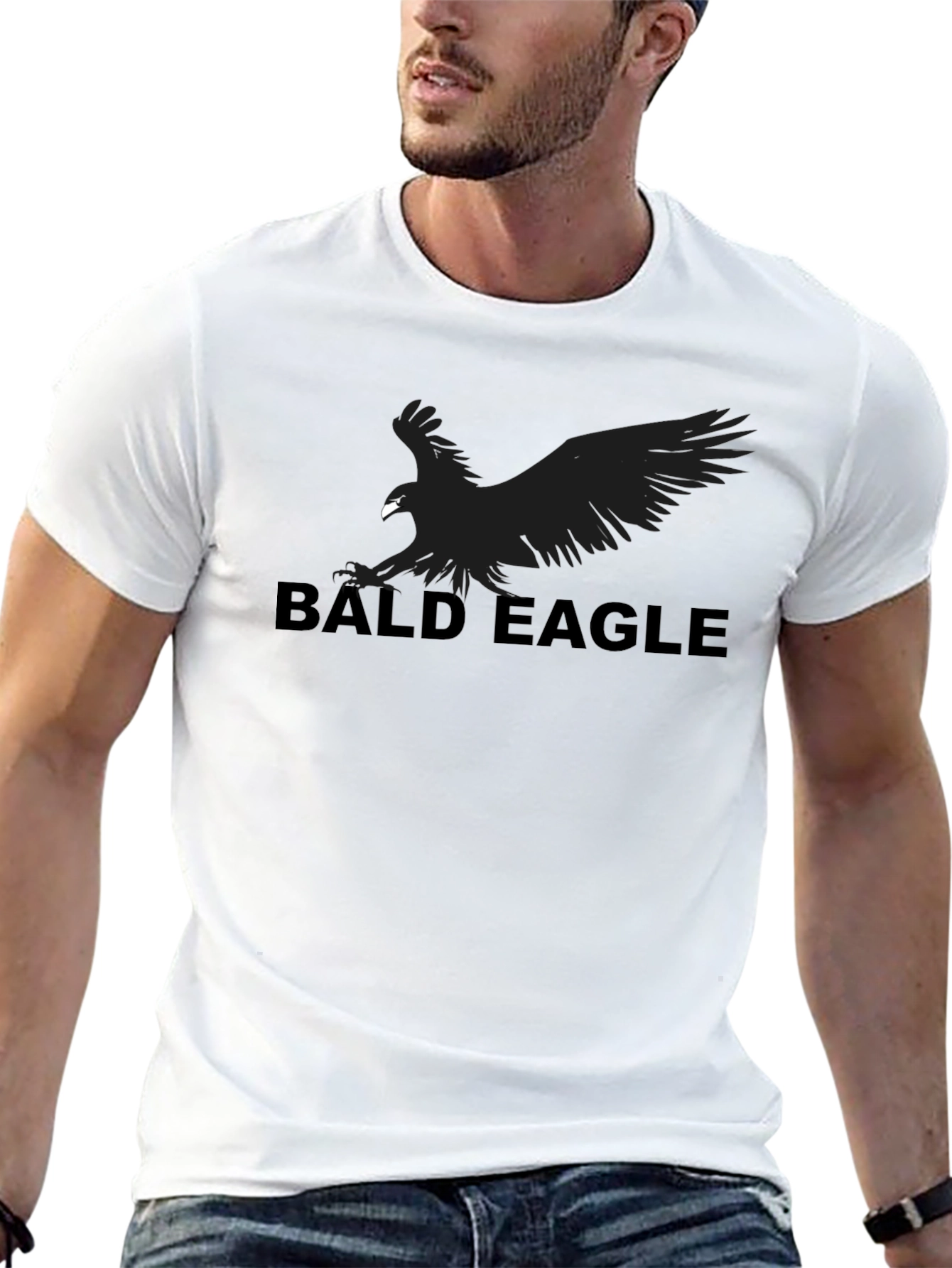 Bald Eagle Graphic T-Shirt - Black Cotton Tee