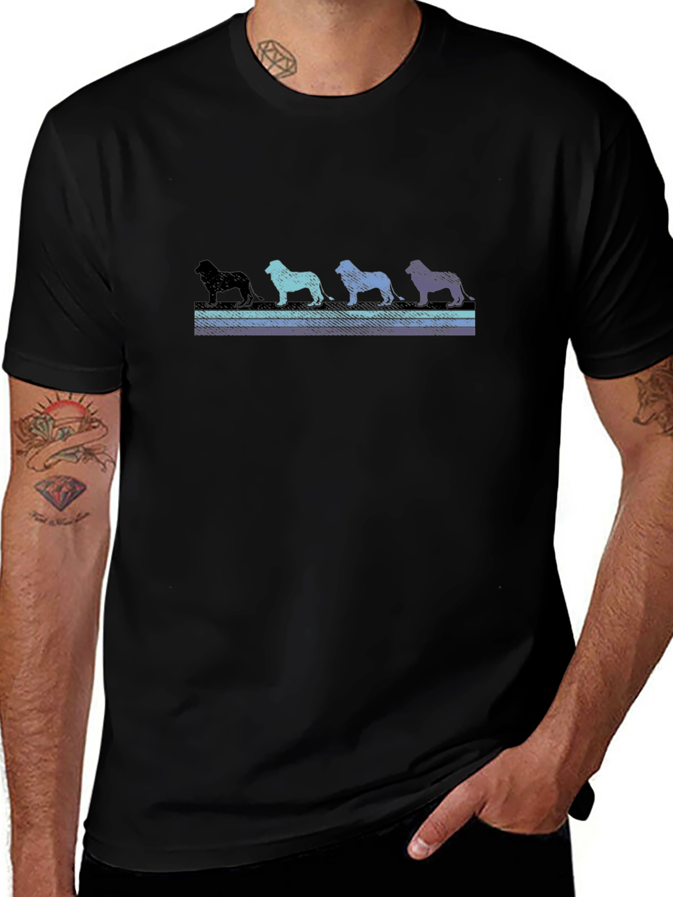 Lion Silhouette Mens Black T-Shirt