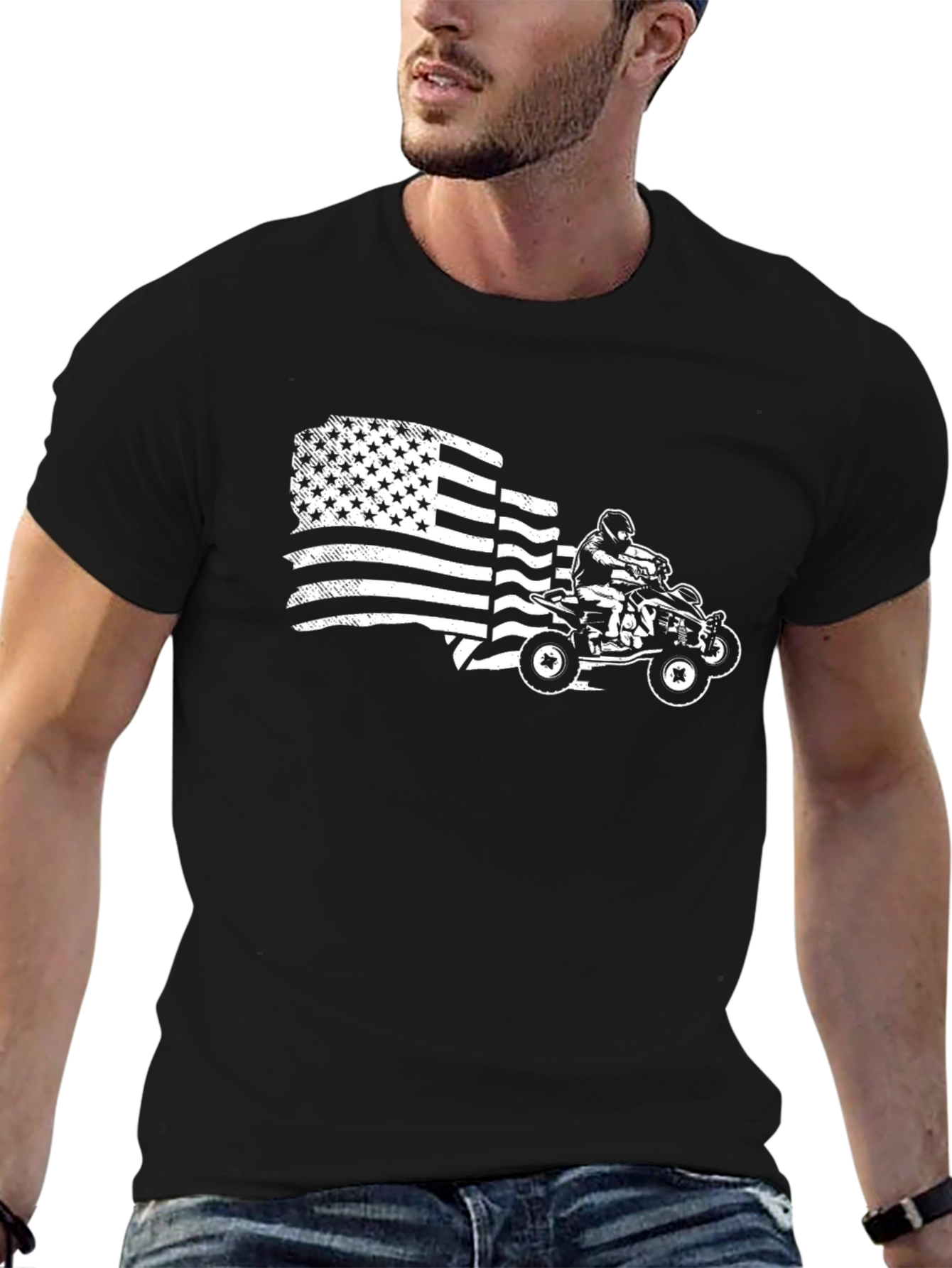 American Flag ATV T-Shirt - Black