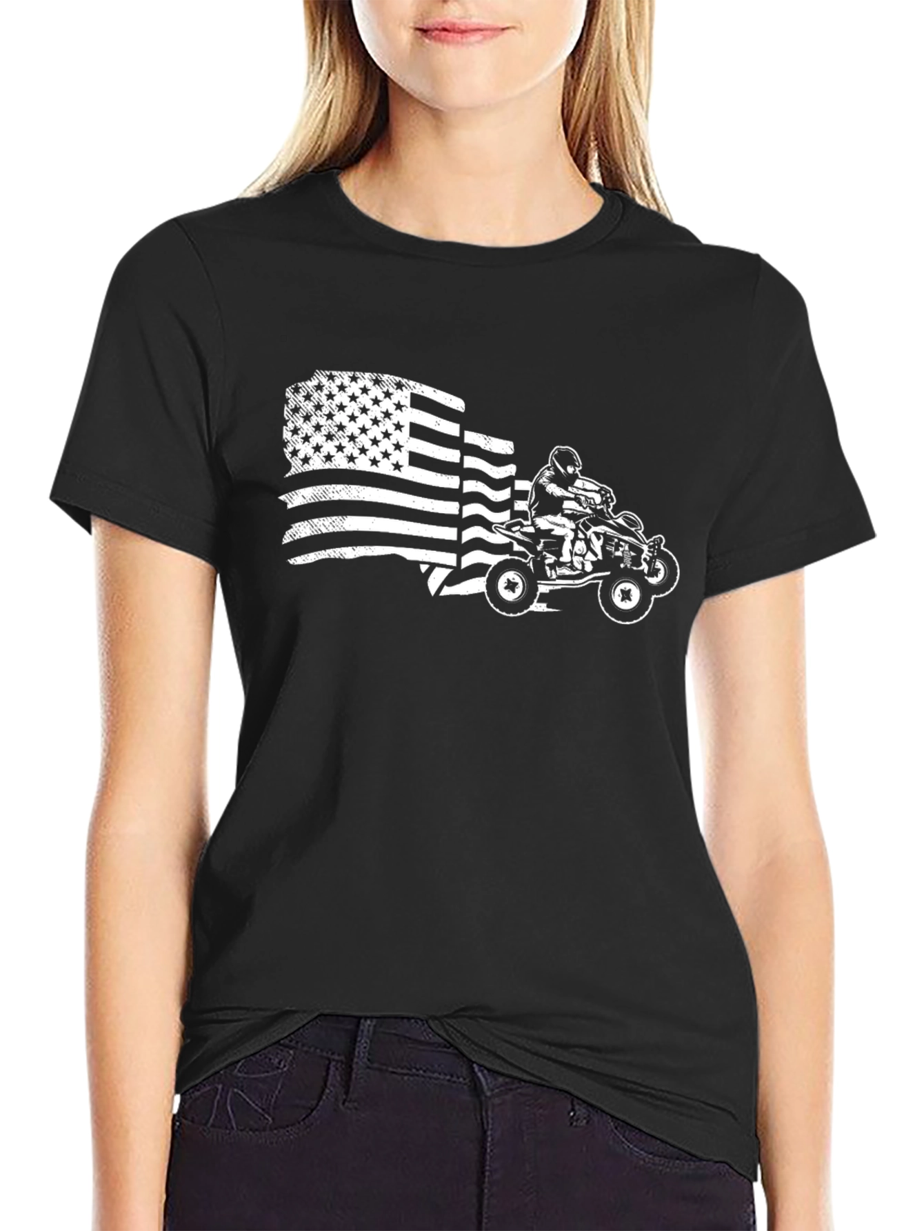 American Flag ATV T-Shirt - Black