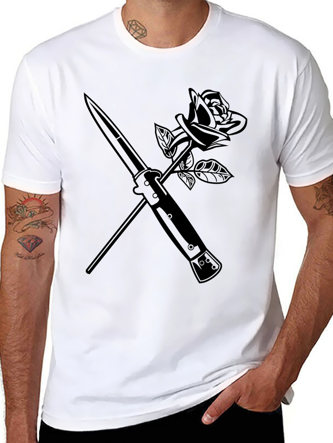 Rose & Dagger Graphic Tee - Edgy Streetwear