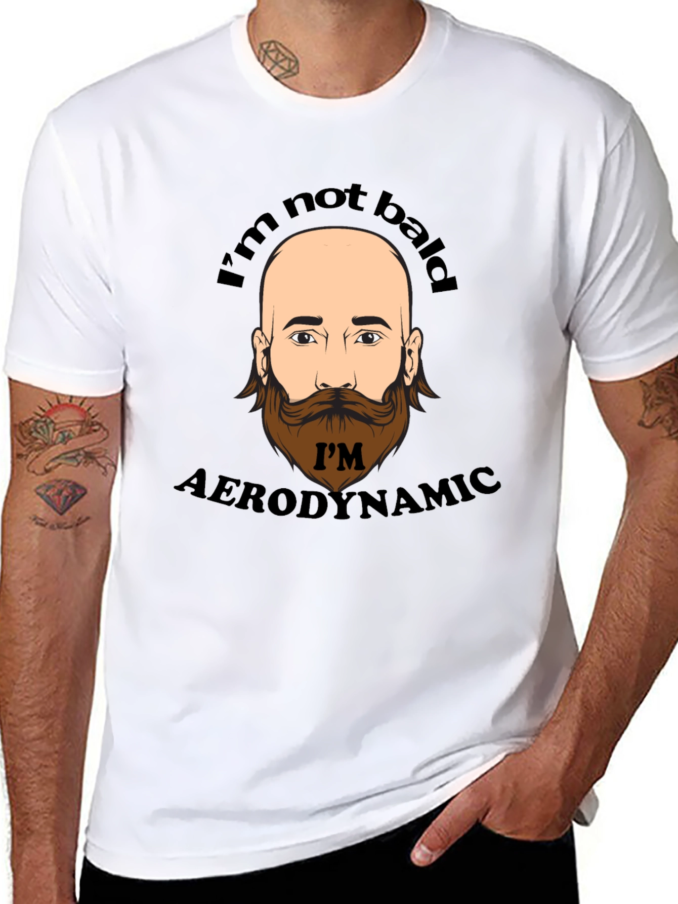 Funny Bald Man Aerodynamic Graphic T-Shirt