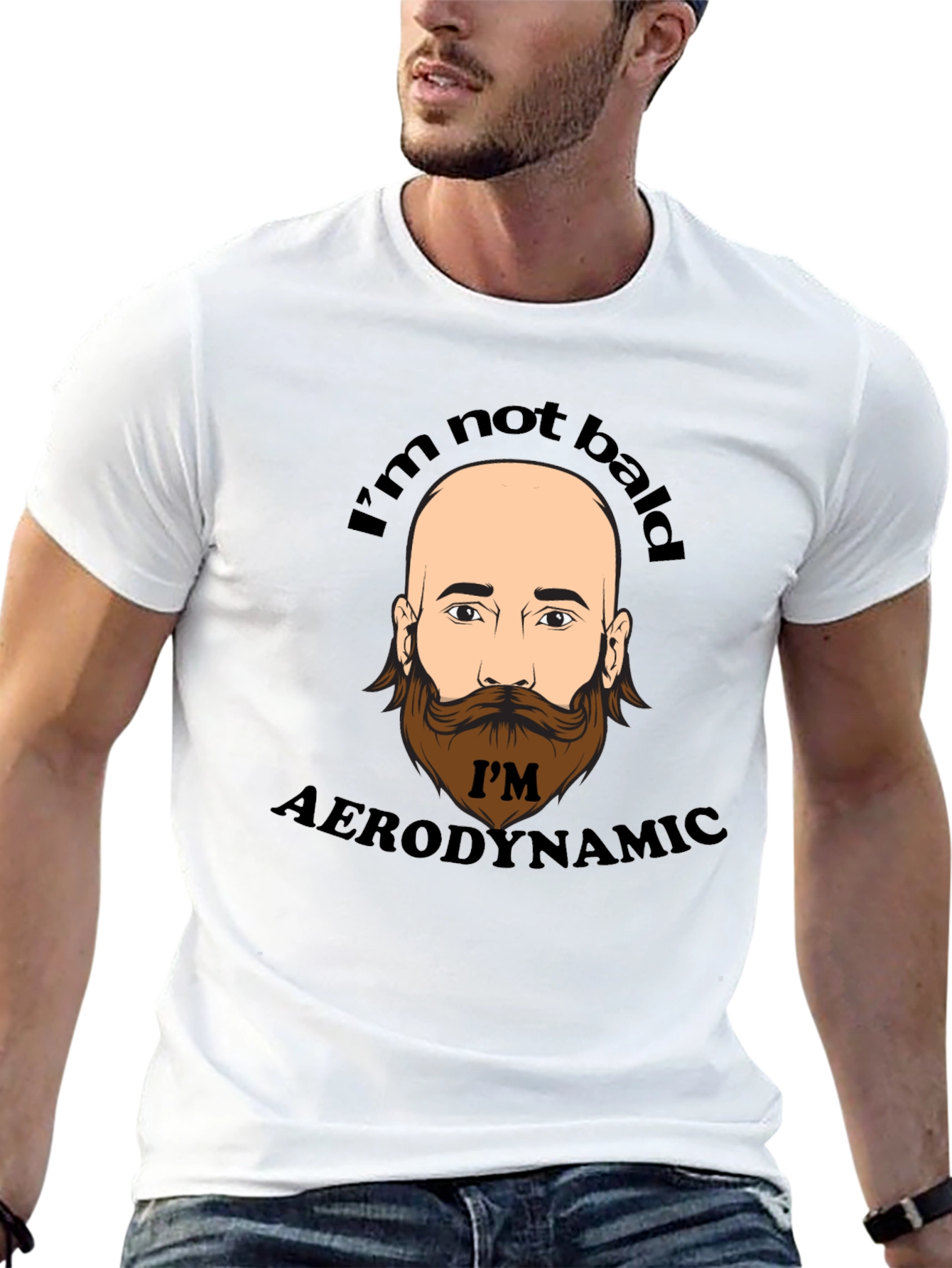 Funny Bald Man Aerodynamic Graphic T-Shirt