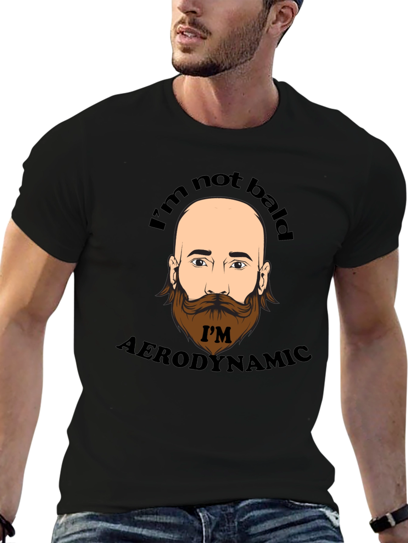 Funny Bald Man Aerodynamic Graphic T-Shirt