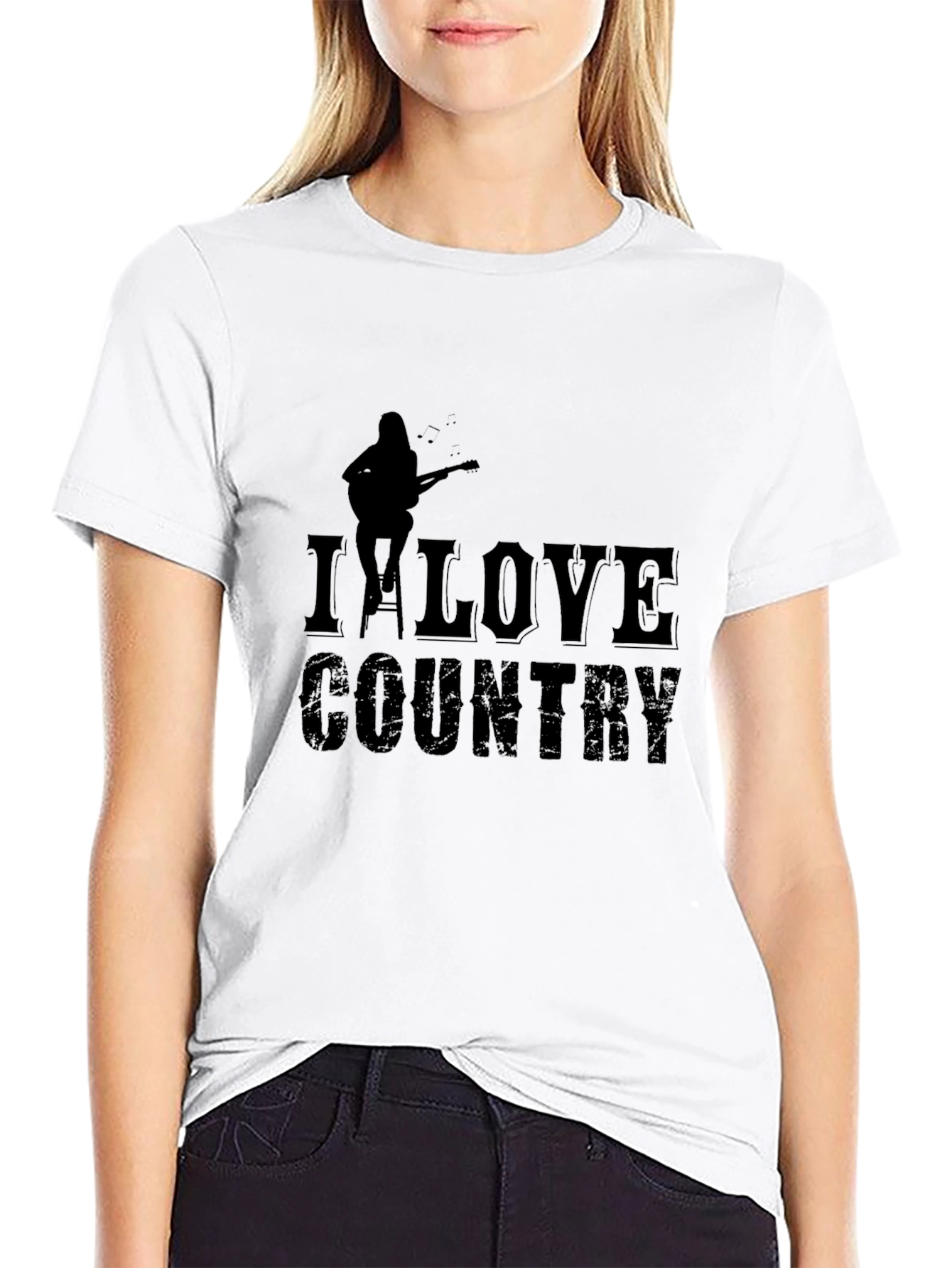 I Love Country Music Graphic Tee - Black
