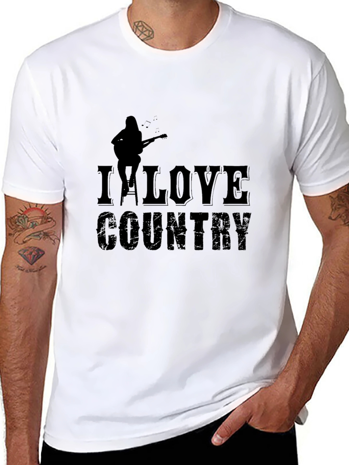 I Love Country Music Graphic Tee - Black