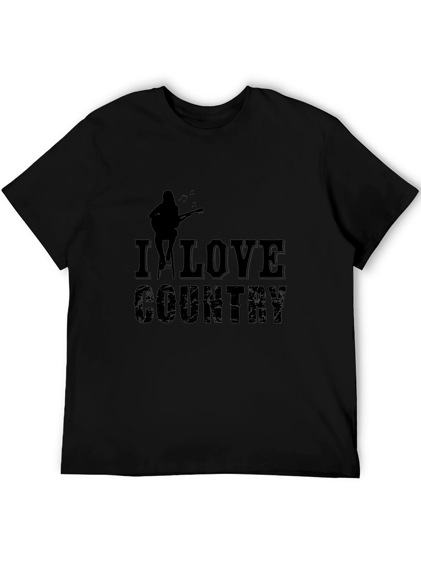 I Love Country Music Graphic Tee - Black