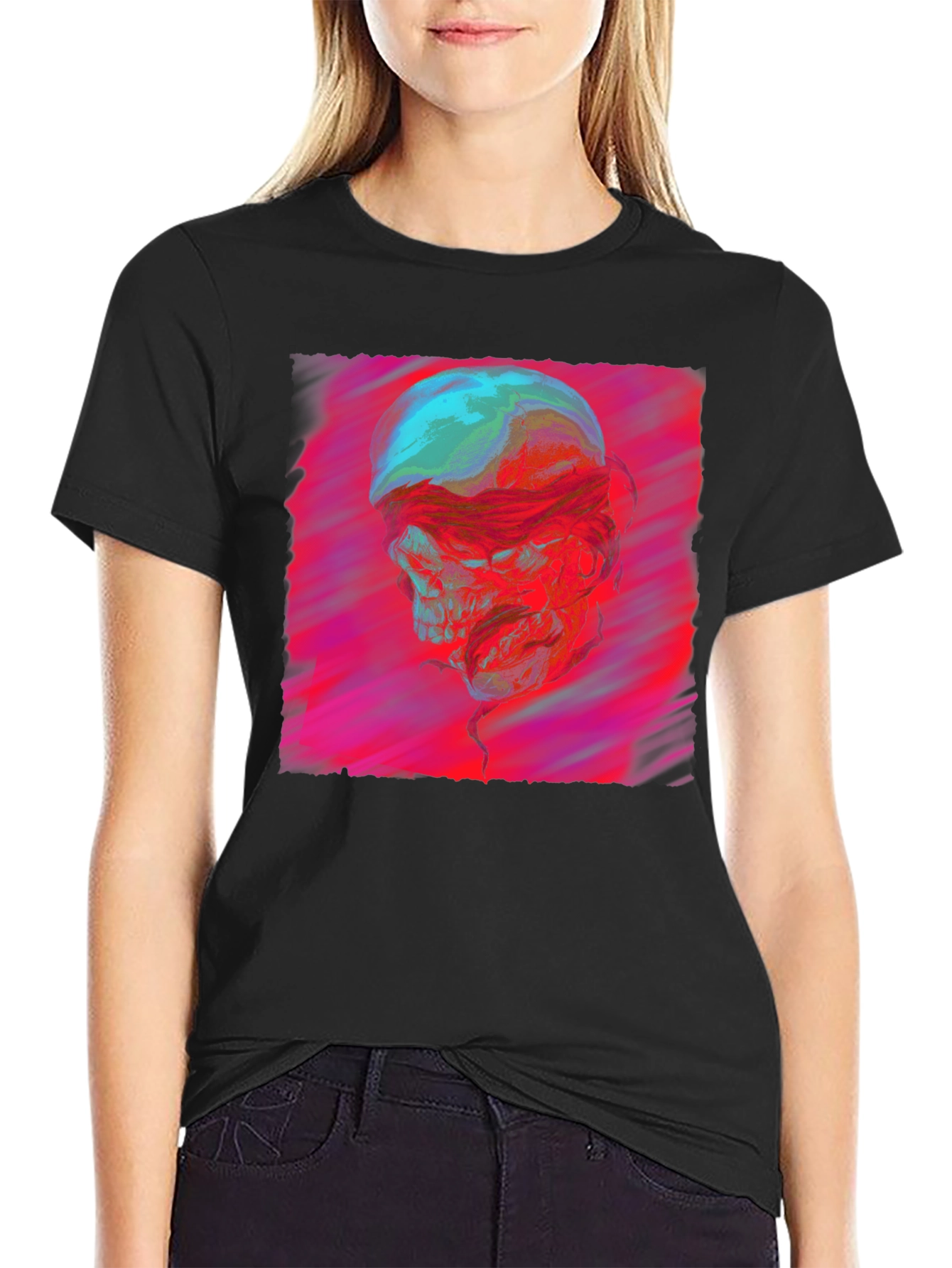 Skull Graphic Print Crew Neck T-Shirt