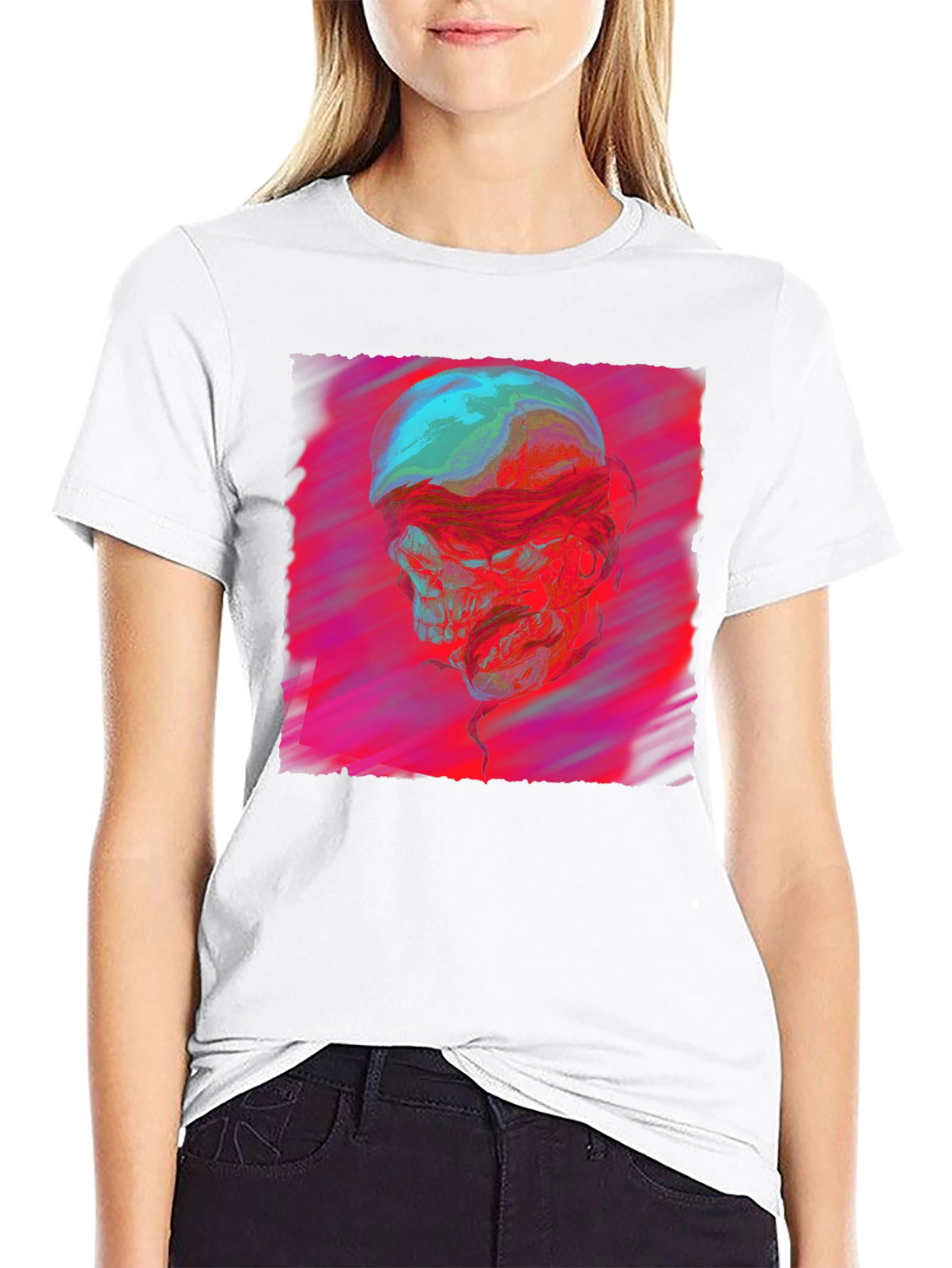 Skull Graphic Print Crew Neck T-Shirt