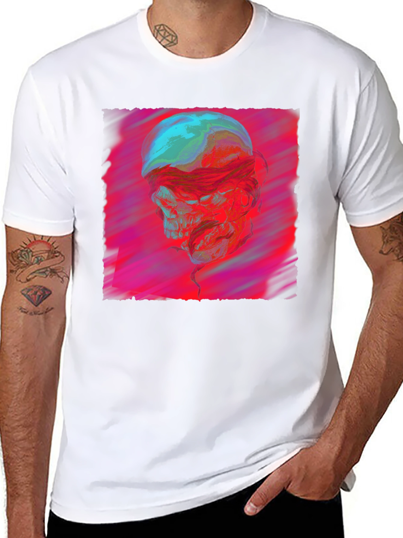 Skull Graphic Print Crew Neck T-Shirt