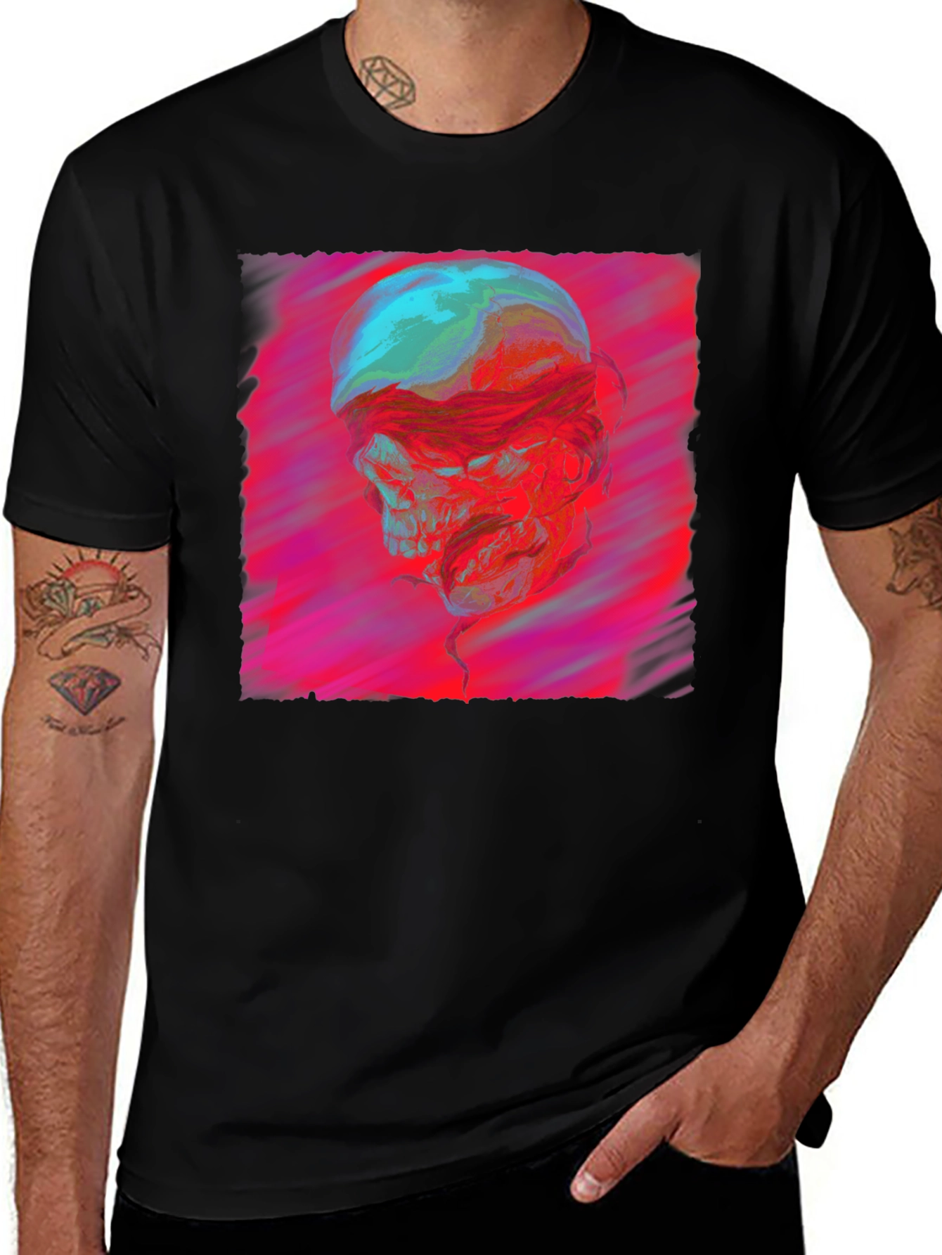 Skull Graphic Print Crew Neck T-Shirt