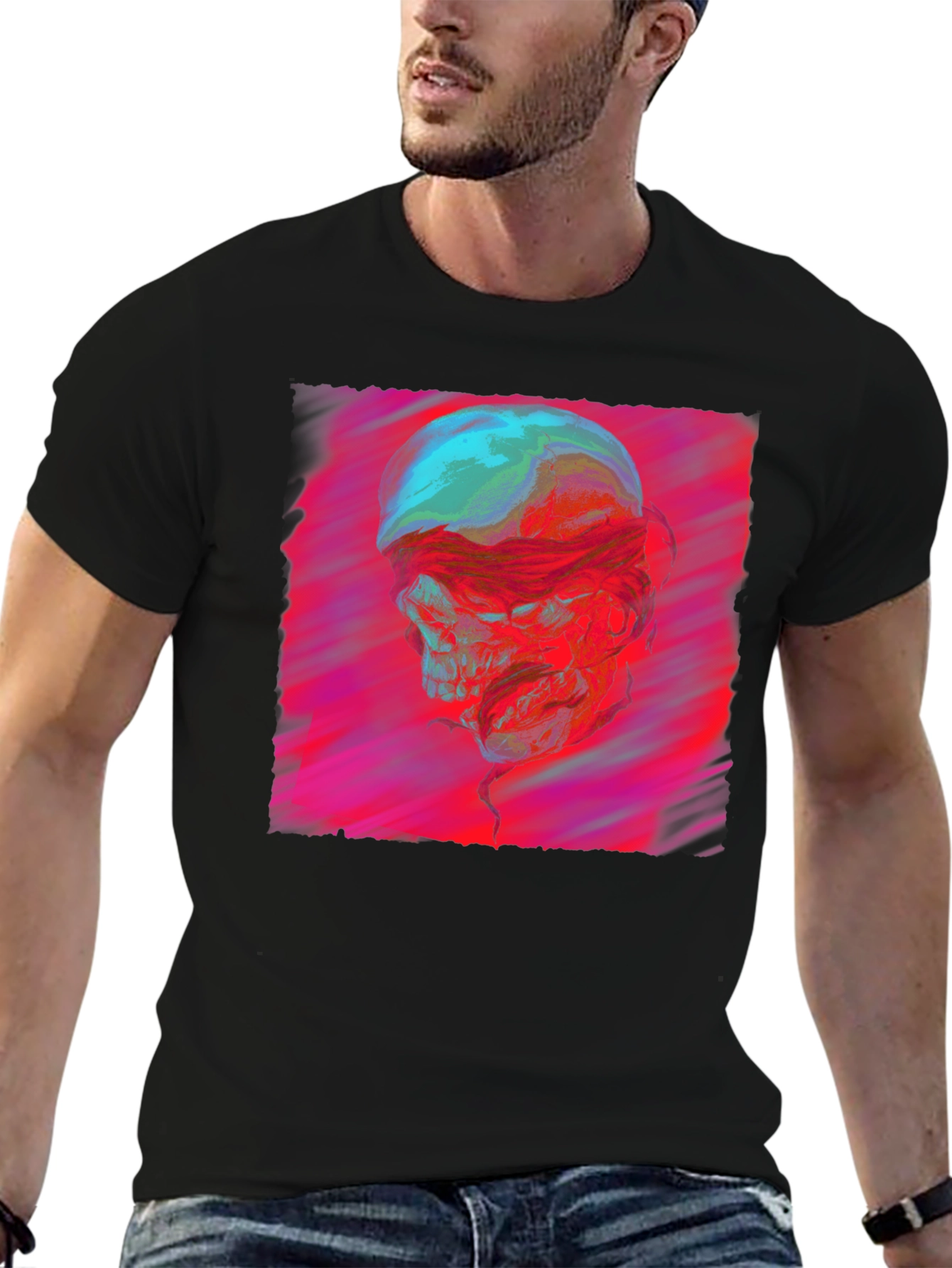 Skull Graphic Print Crew Neck T-Shirt