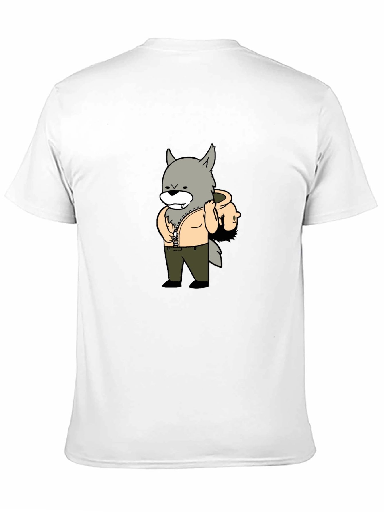 Cartoon Wolf Graphic Tee - Casual Style