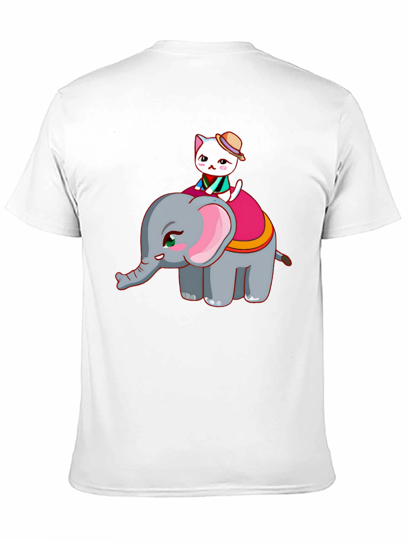 Cute Cat Riding Elephant Graphic T-Shirt