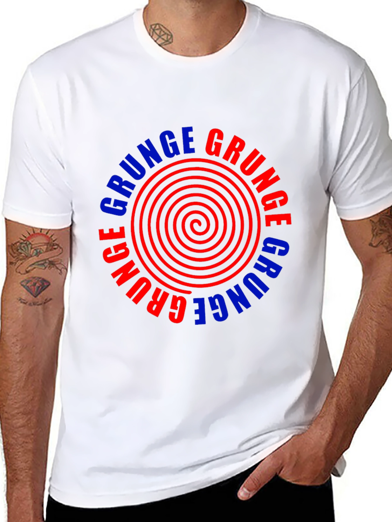 Grunge Graphic Tee - Retro Spiral Design