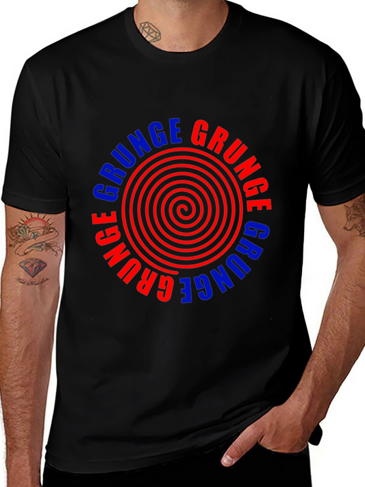 Grunge Graphic Tee - Retro Spiral Design