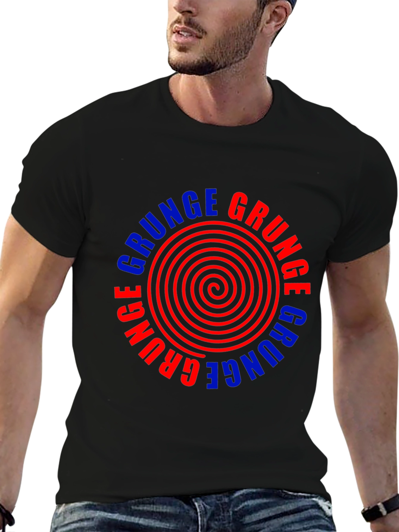 Grunge Graphic Tee - Retro Spiral Design
