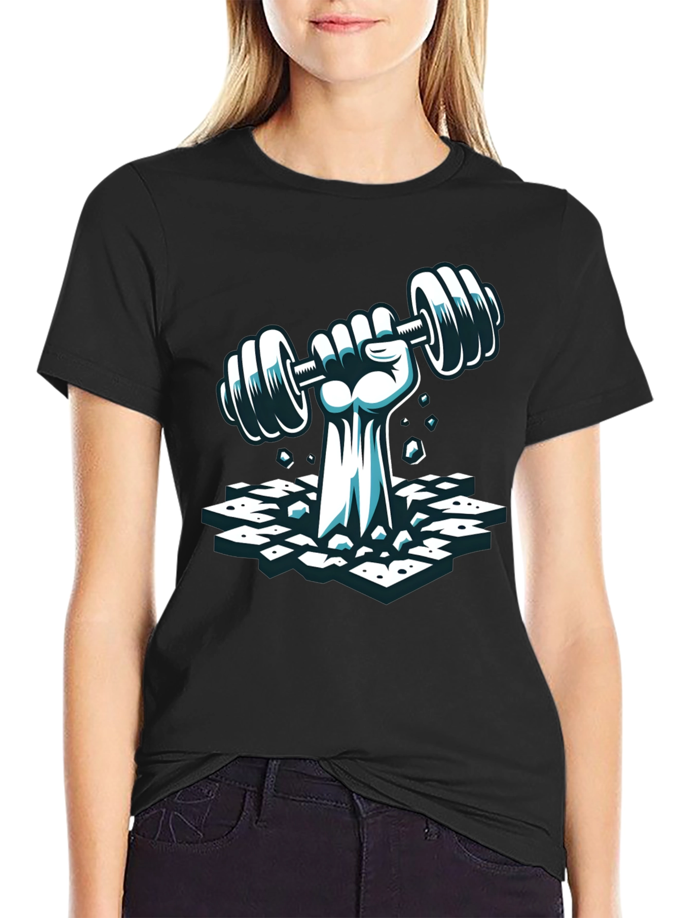 Workout Graphic Tee - Lifting Weights Fist T-Shirt