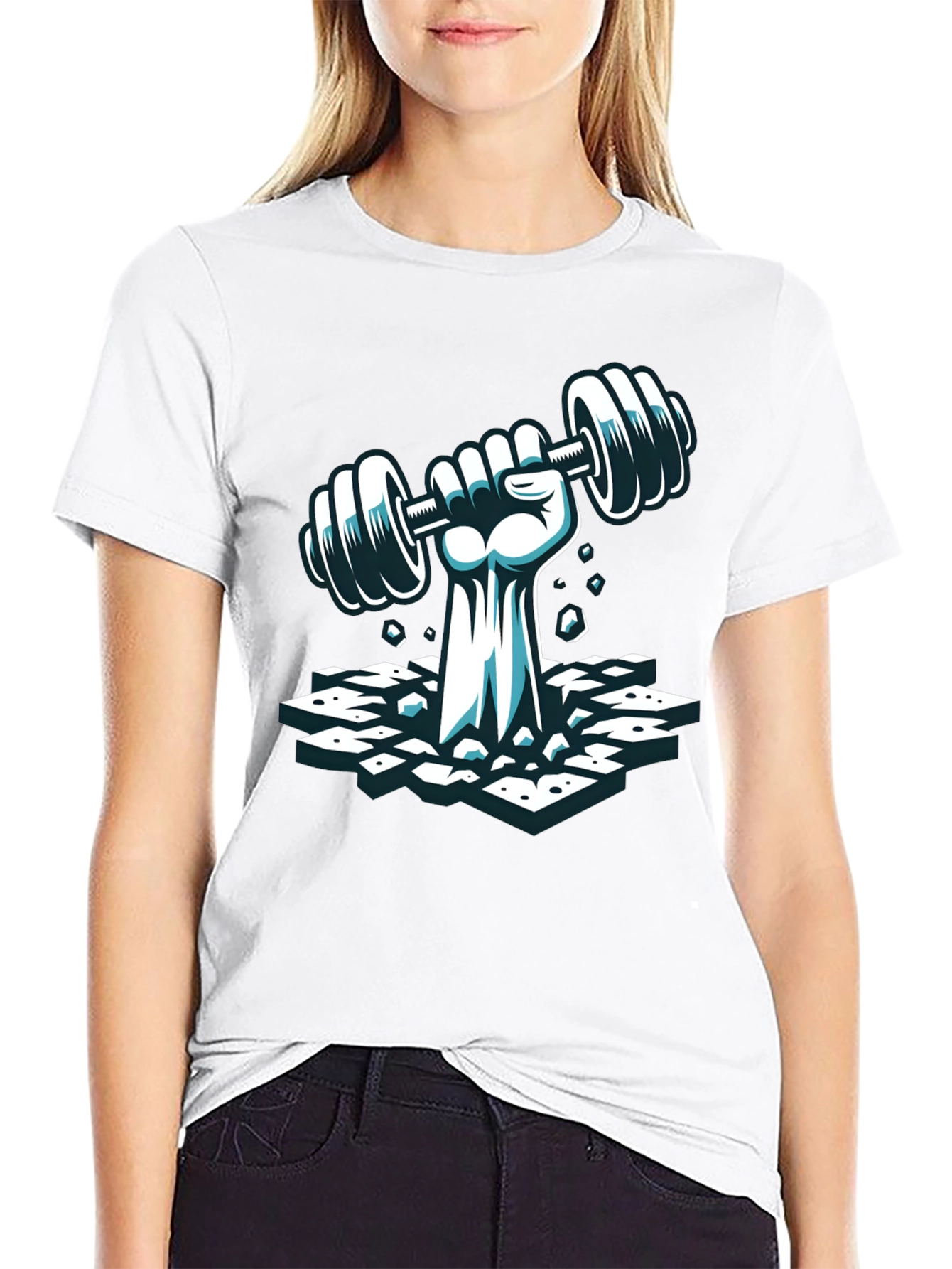 Workout Graphic Tee - Lifting Weights Fist T-Shirt