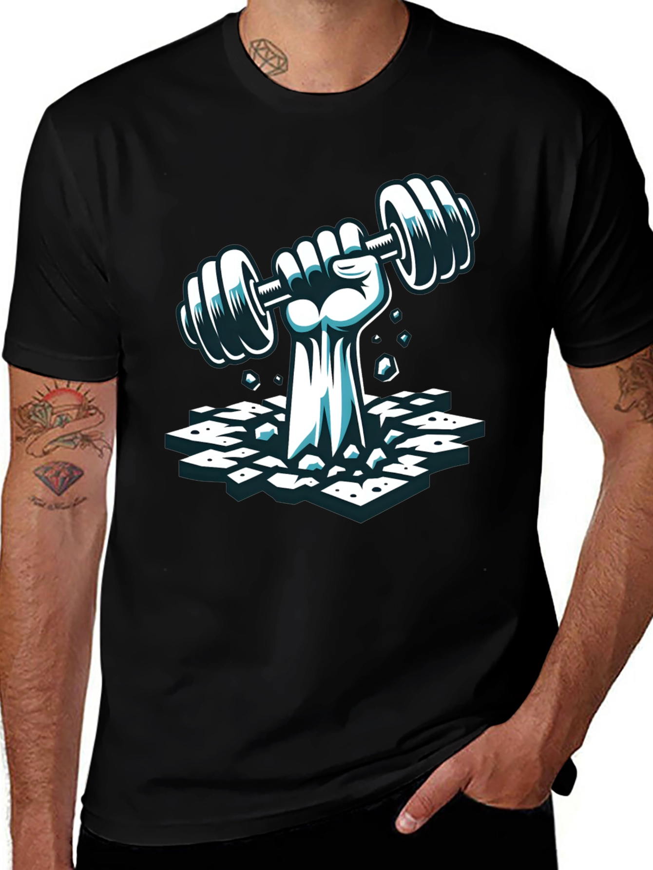 Workout Graphic Tee - Lifting Weights Fist T-Shirt
