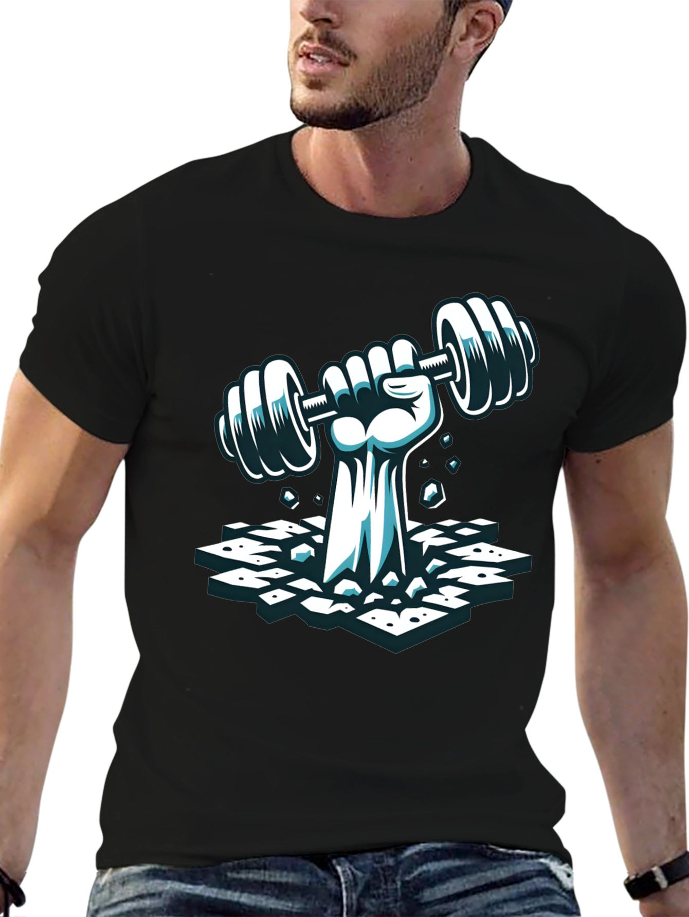 Workout Graphic Tee - Lifting Weights Fist T-Shirt
