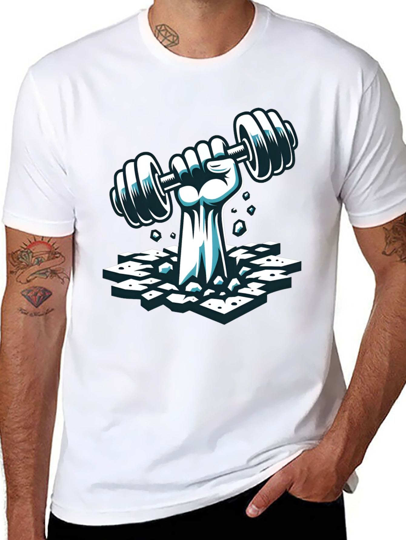 Workout Graphic Tee - Lifting Weights Fist T-Shirt