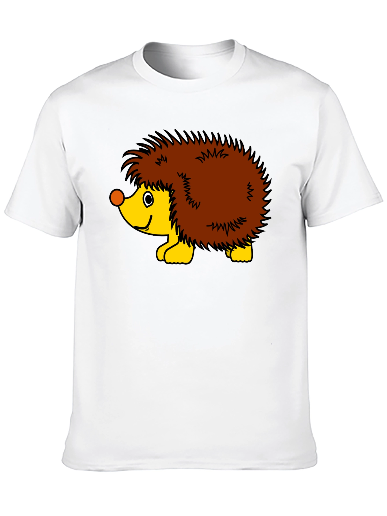Black T-Shirt with Cartoon Hedgehog Graphic