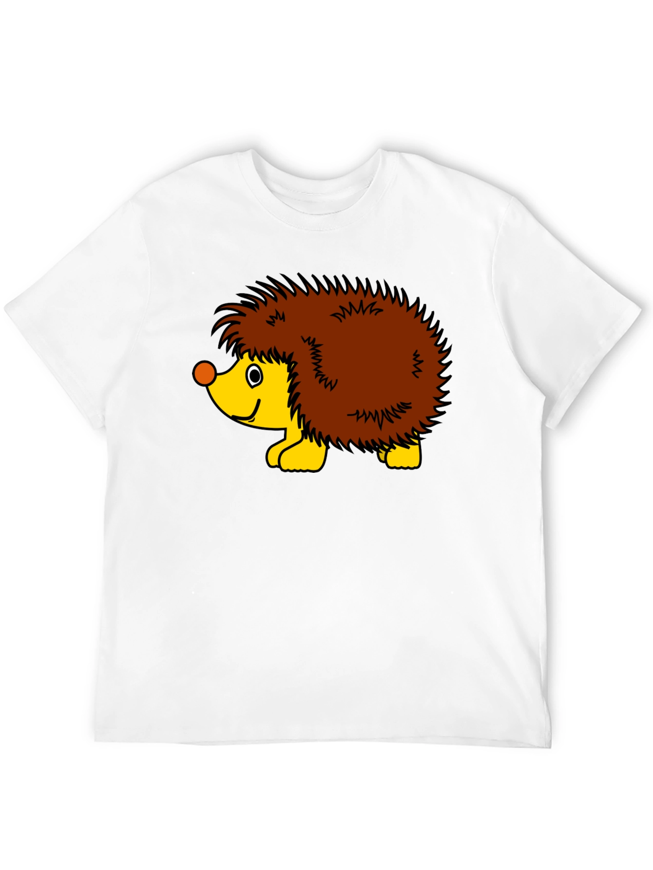Black T-Shirt with Cartoon Hedgehog Graphic