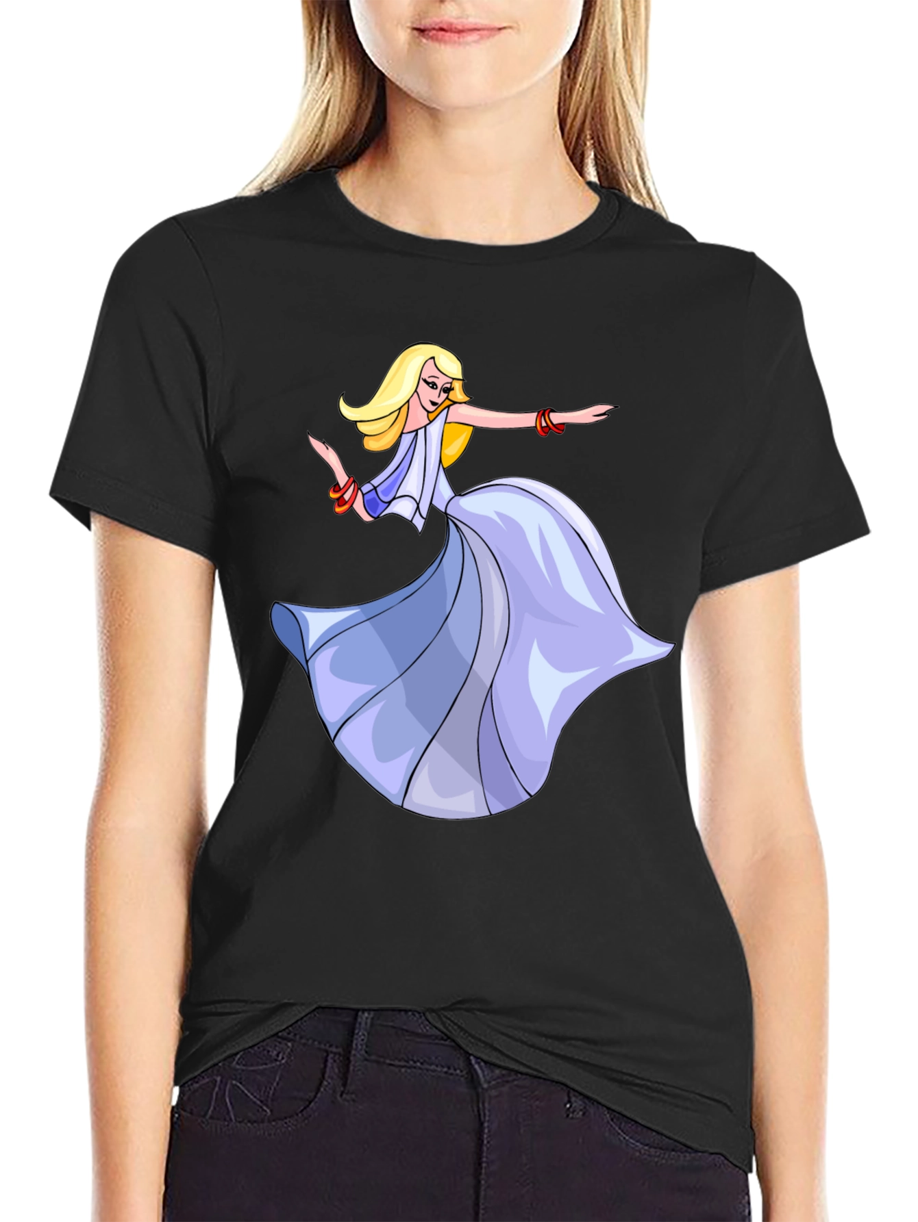 Dancing Woman Graphic Black Tee