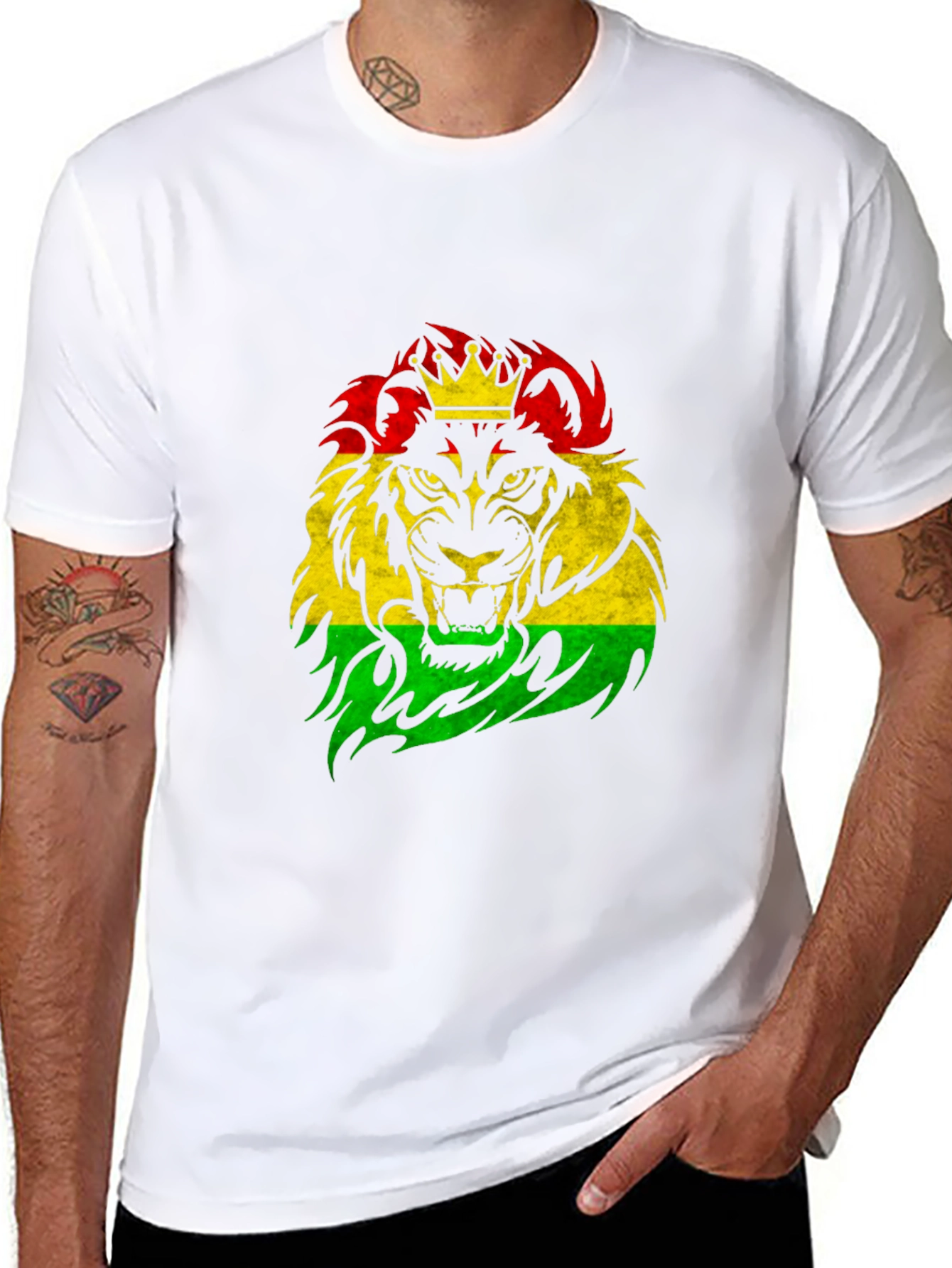 Rasta Lion Crown Graphic Black T-Shirt