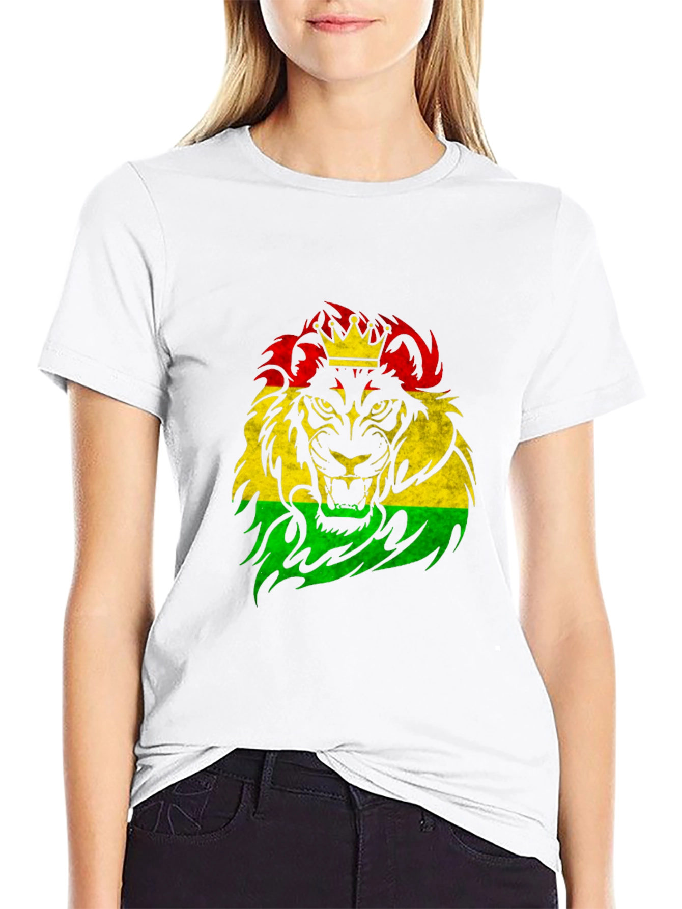 Rasta Lion Crown Graphic Black T-Shirt