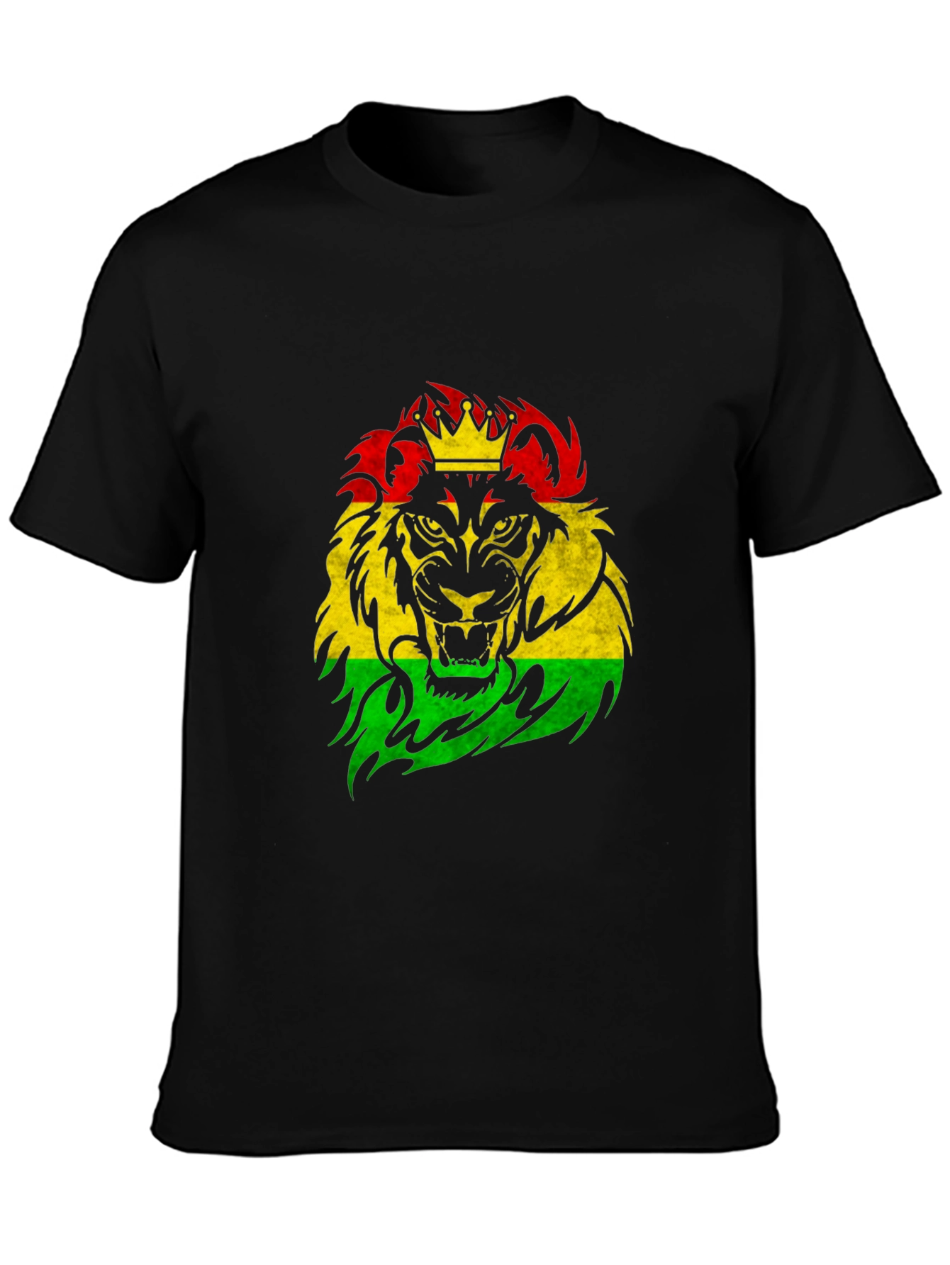 Rasta Lion Crown Graphic Black T-Shirt