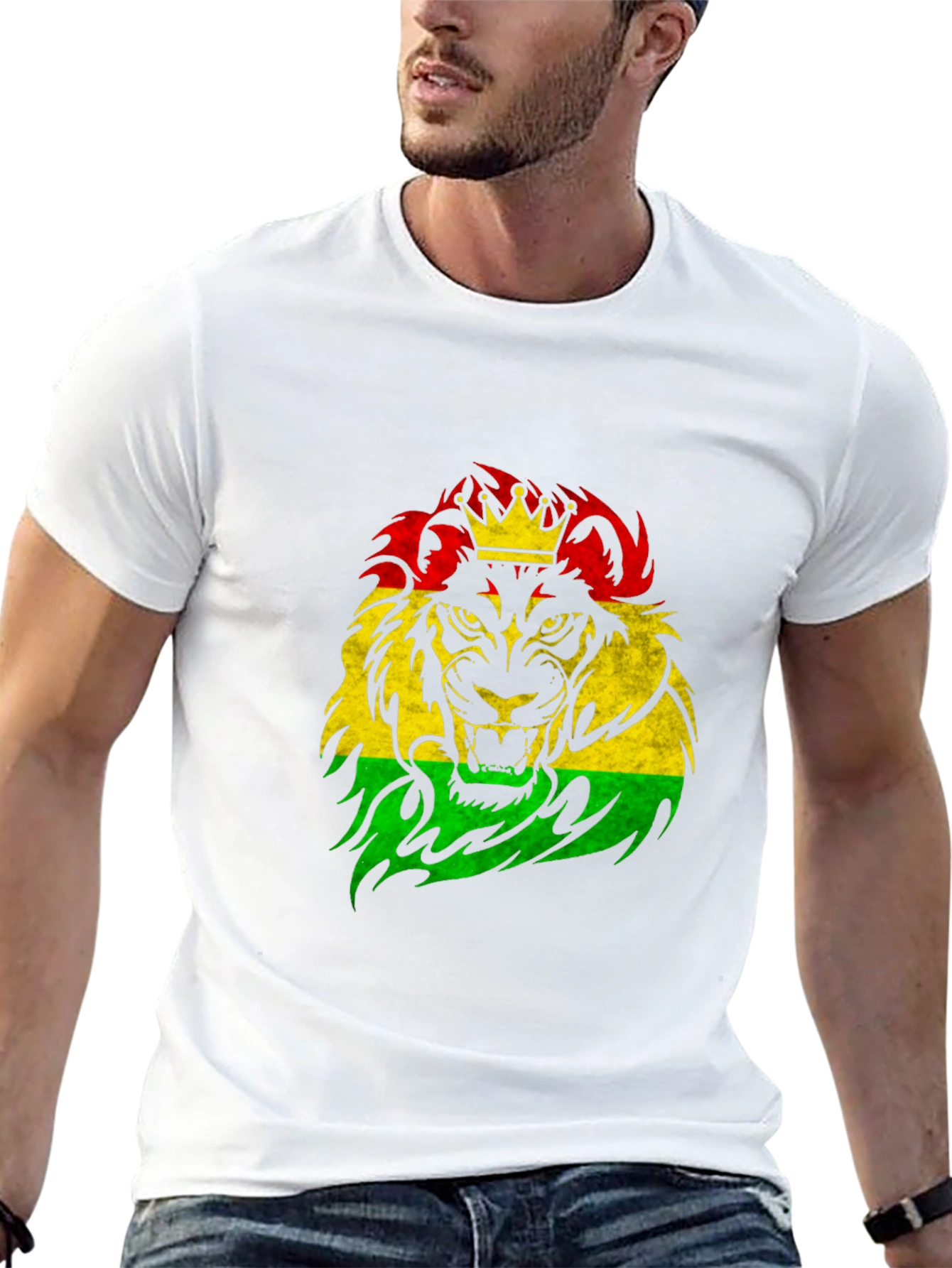 Rasta Lion Crown Graphic Black T-Shirt
