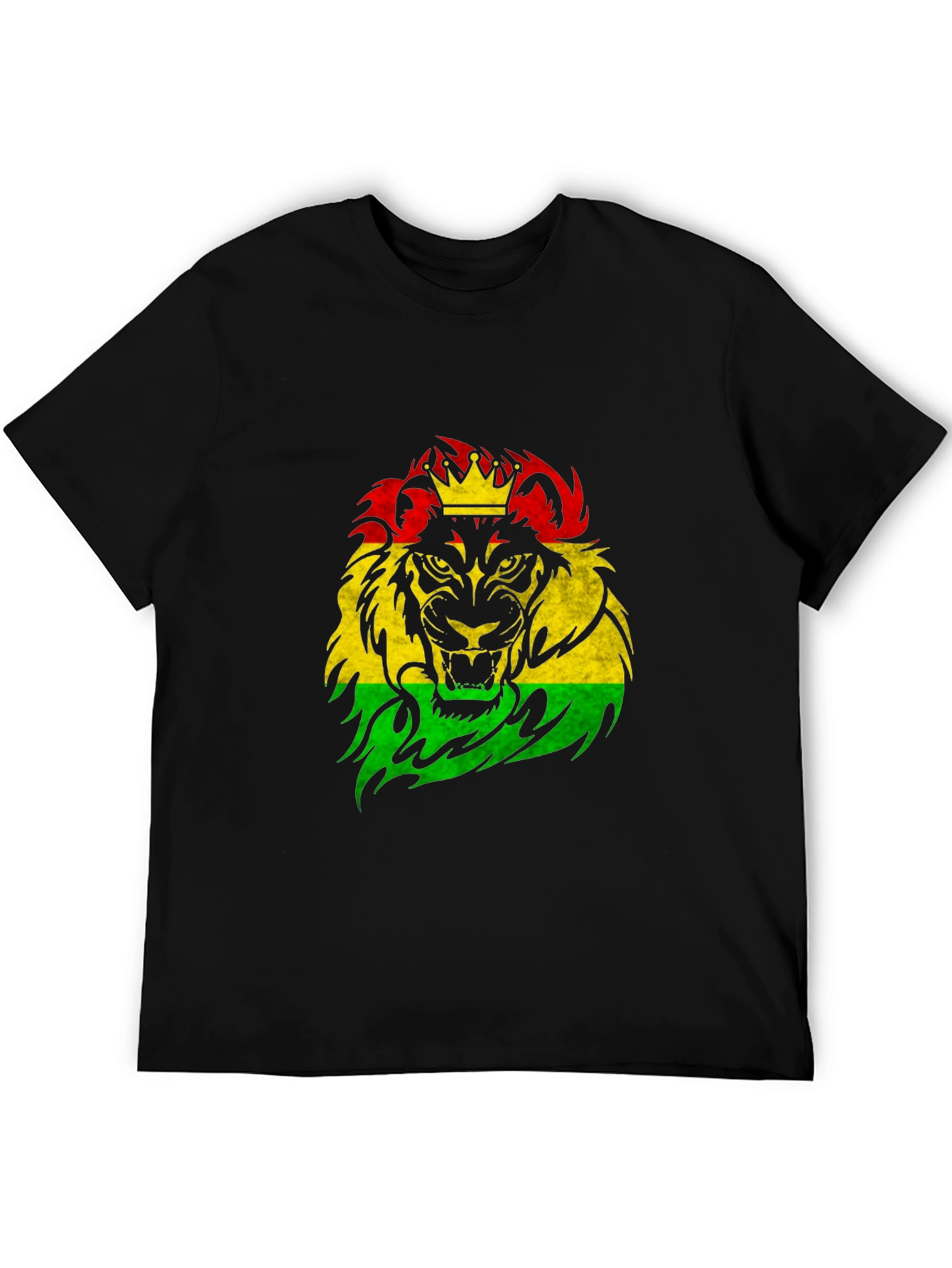 Rasta Lion Crown Graphic Black T-Shirt