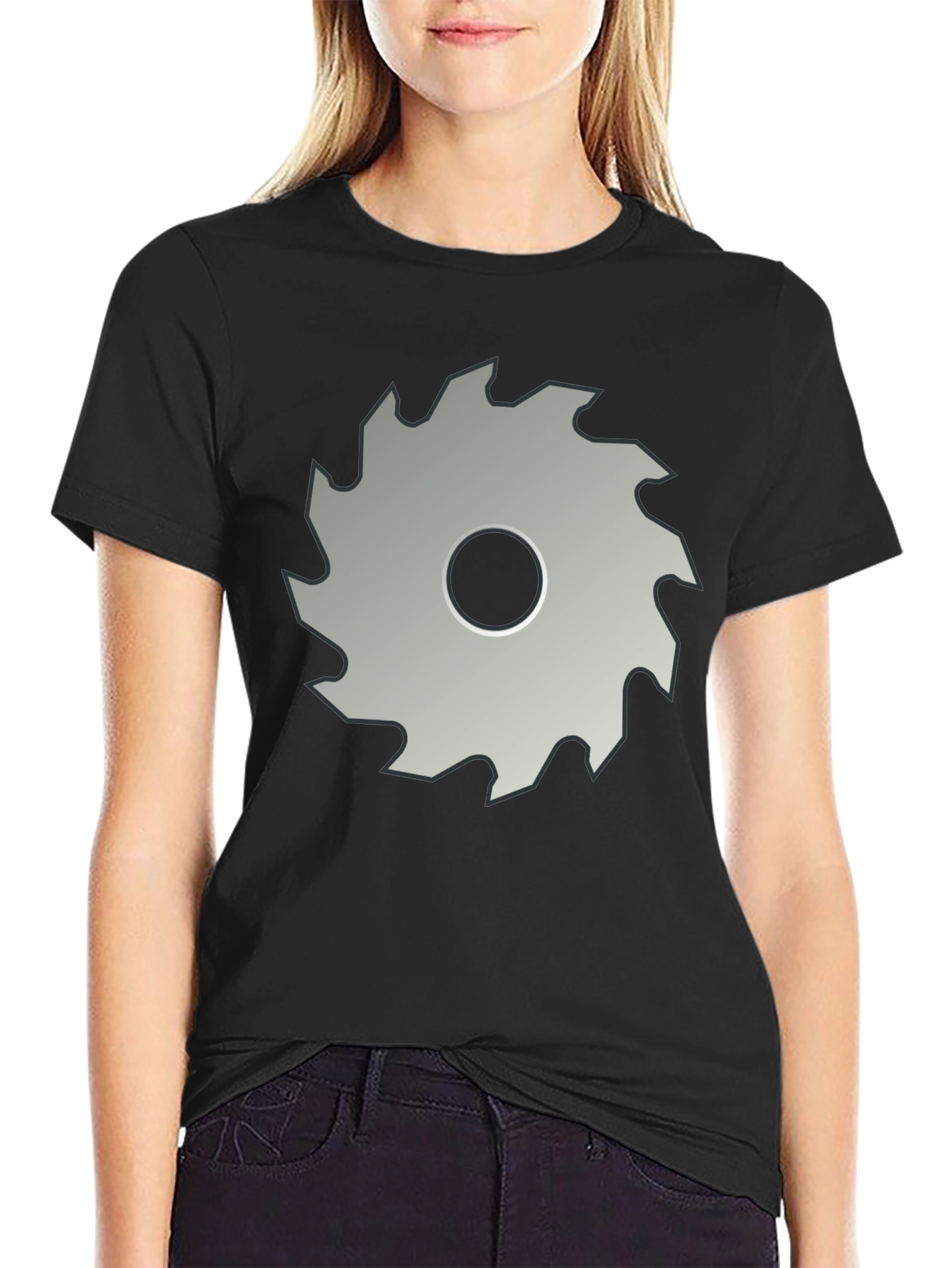 Saw Blade Graphic T-Shirt - Bold Black Cotton Tee