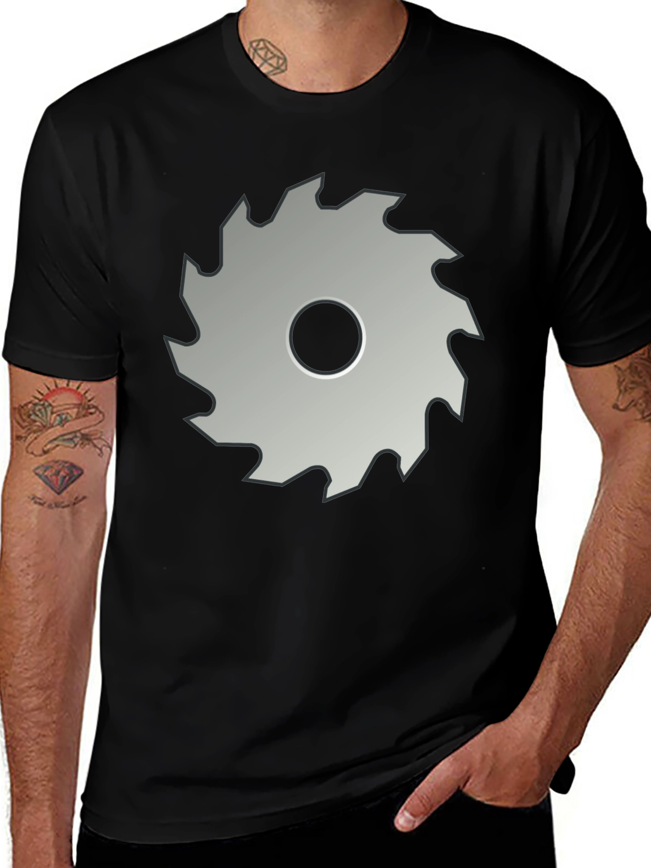 Saw Blade Graphic T-Shirt - Bold Black Cotton Tee