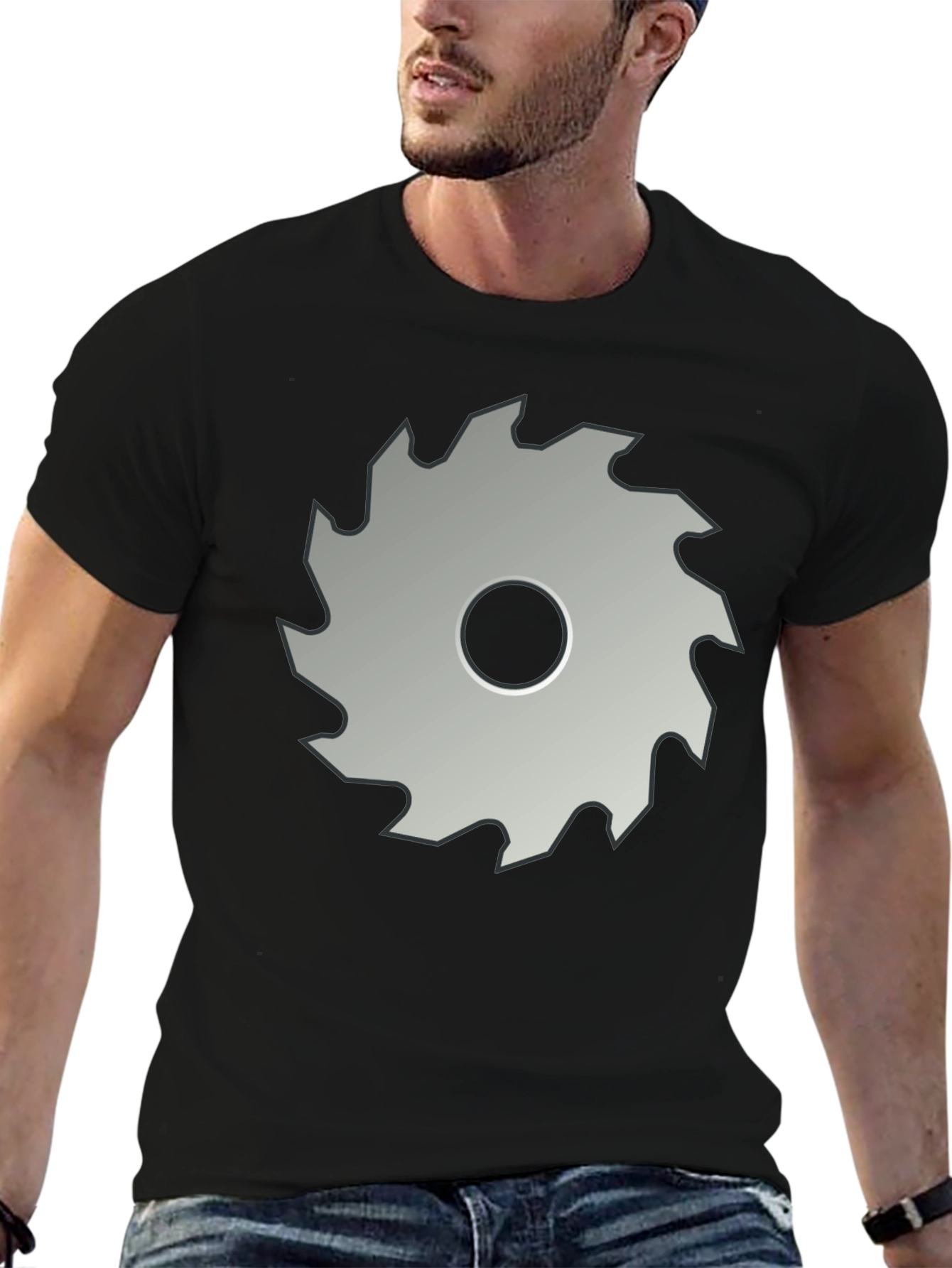 Saw Blade Graphic T-Shirt - Bold Black Cotton Tee