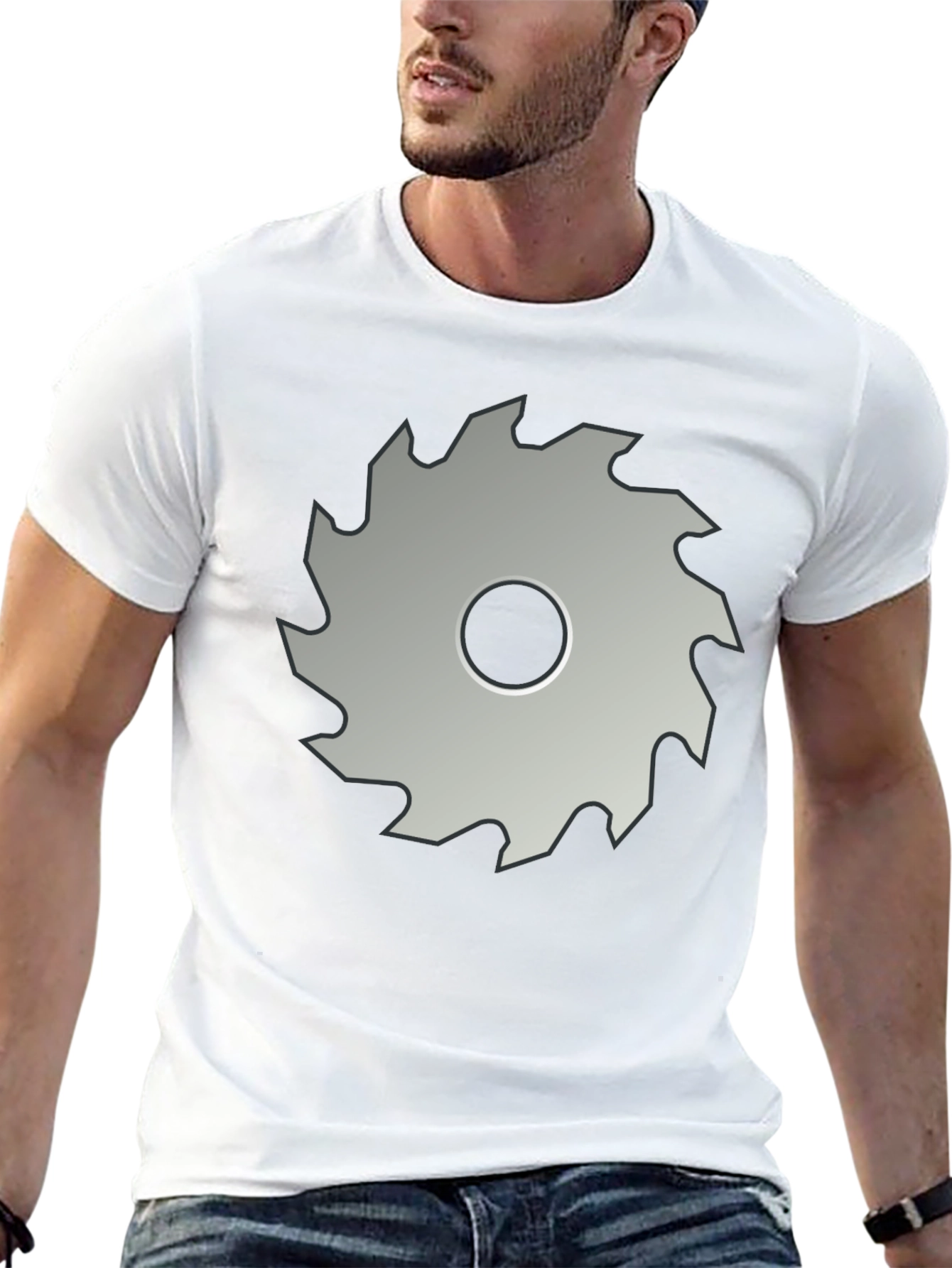 Saw Blade Graphic T-Shirt - Bold Black Cotton Tee