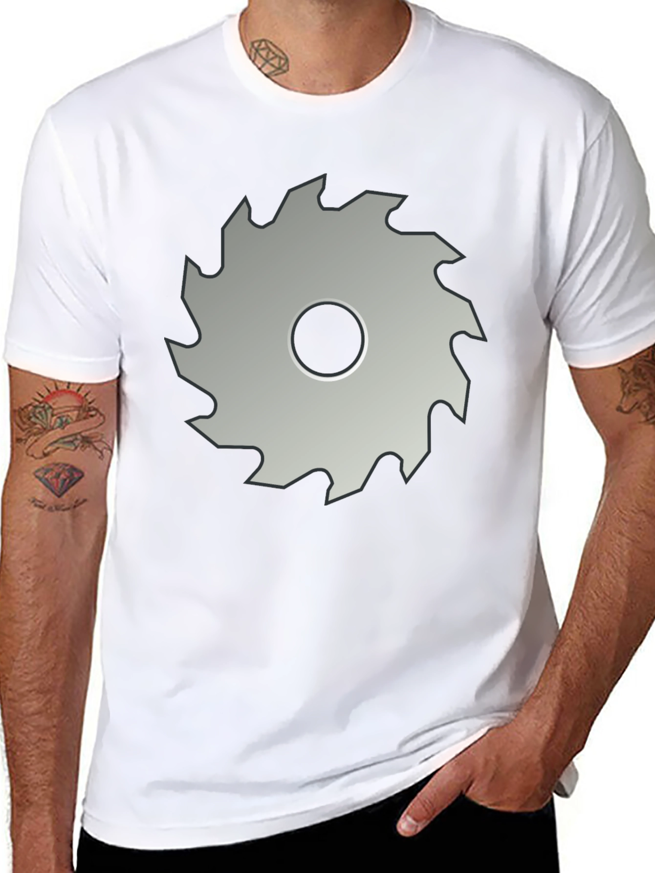 Saw Blade Graphic T-Shirt - Bold Black Cotton Tee