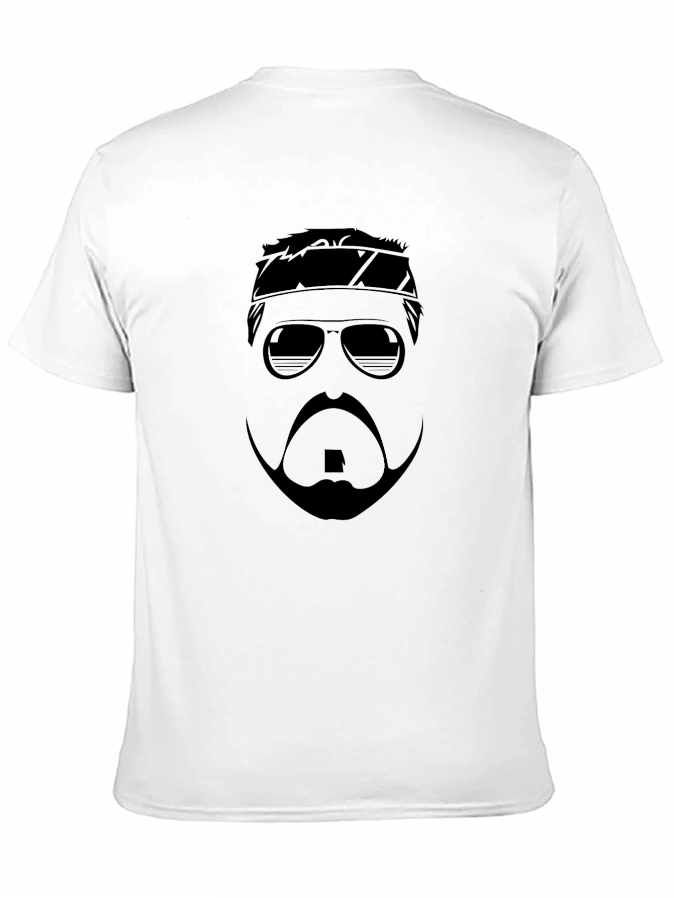 Stylized Beard & Shades Graphic Tee - Black
