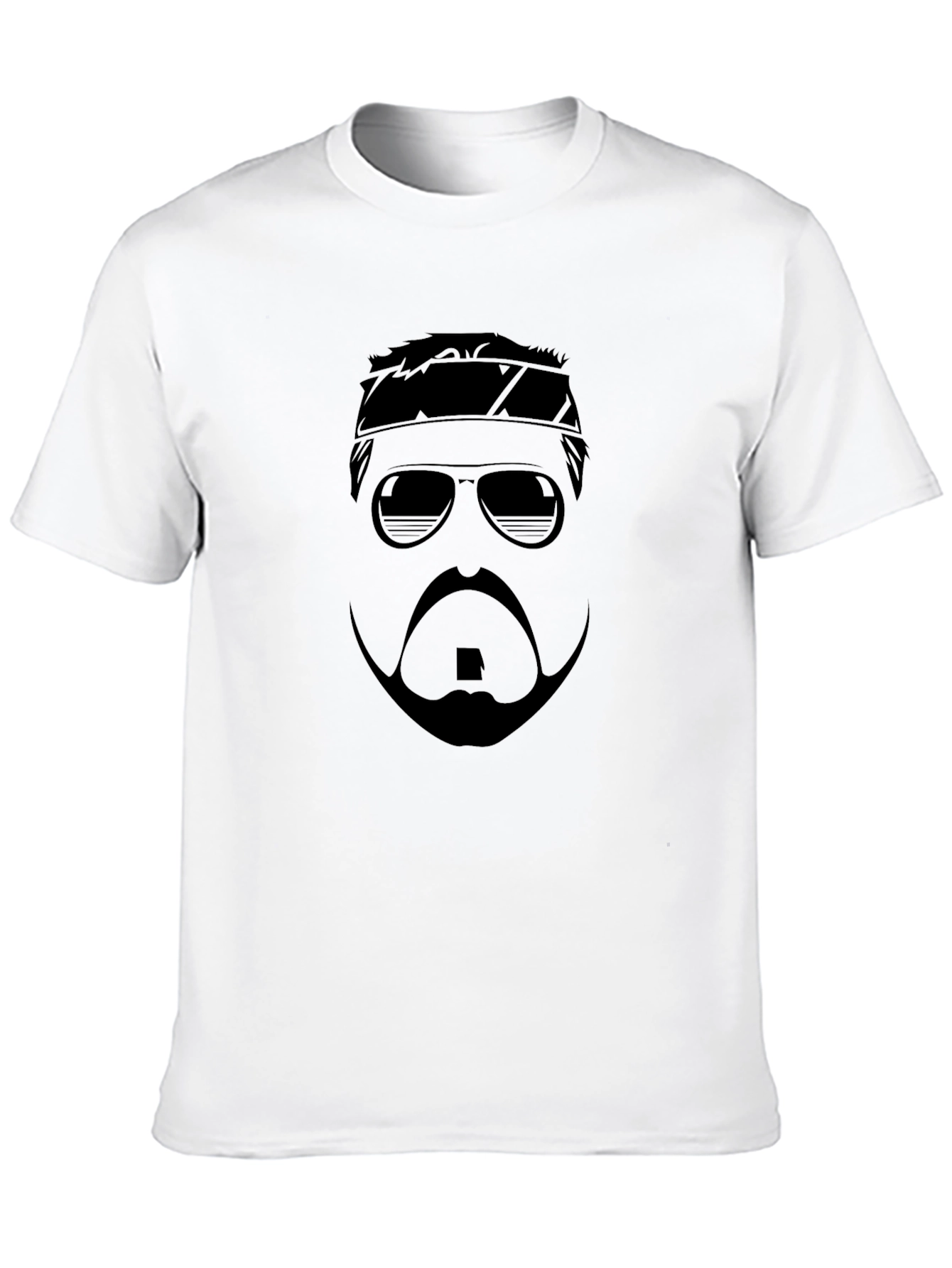 Stylized Beard & Shades Graphic Tee - Black