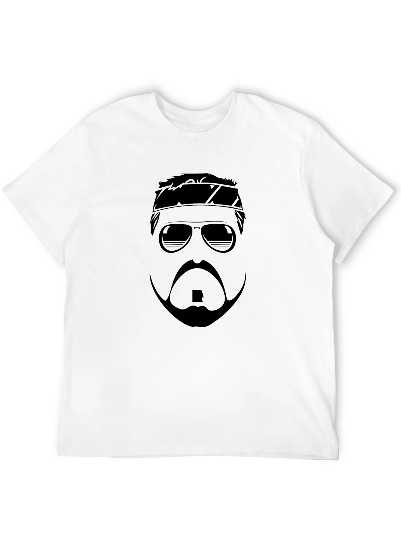 Stylized Beard & Shades Graphic Tee - Black