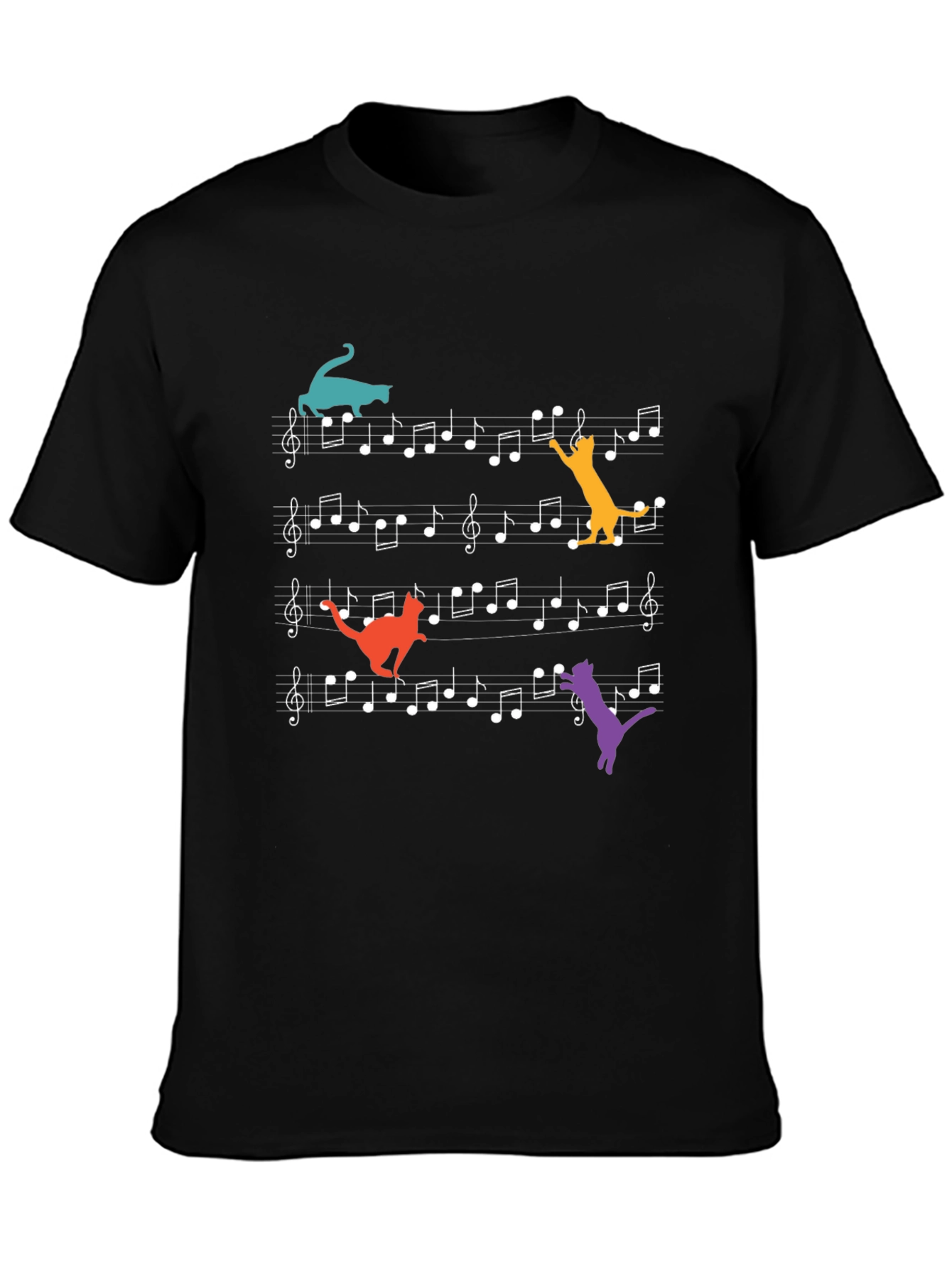 Cats Playing Musical Notes T-Shirt